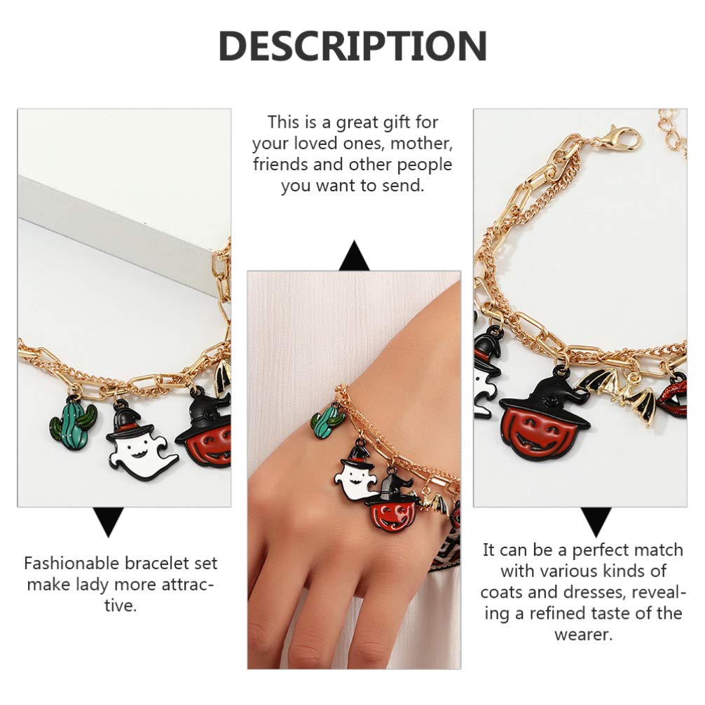 2Pcs Halloween Bracelet Set - Cute Cartoon Bangle Jewelry for Women - Halloween Party Accessories & Gifts - Perfect for Trick or Treat, Costume Parties, and Festive Celebrations