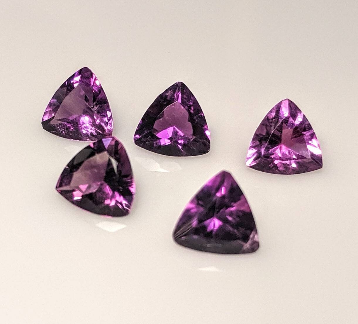 Natural Genuine Brazilian Amethyst Loose Stones - 4mm, 5mm, 6mm, or 7mm Trillion Cut | VVS Eye Clean | February Birthstone | Wholesale Bulk Gems for Jewelry Making, Wire Wrapping & Healing Crystals