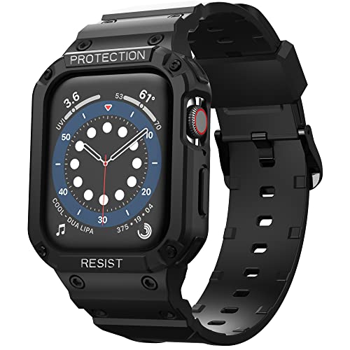Valkit Rugged Military Shockproof Apple Watch Band with Protective Case - Compatible with 38mm 40mm 41mm iWatch Series 7/6/5/4/3/2/1/SE - Durable Sports Band for Men & Women - Perfect for Outdoor Activities, Workouts & Daily Wear