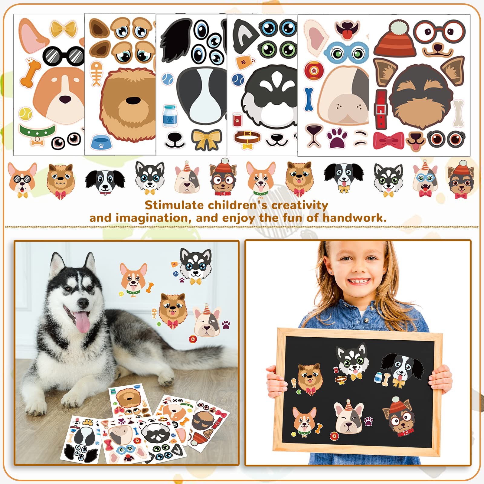 122Pcs Dog Party Favors Gift Set - 12 DIY Face Stickers, 12 Gift Bags, 12 Keychains, 12 Bracelets & 50 Stickers for Puppy Birthday Parties | Perfect for Kids, Dog Lovers & Themed Celebrations