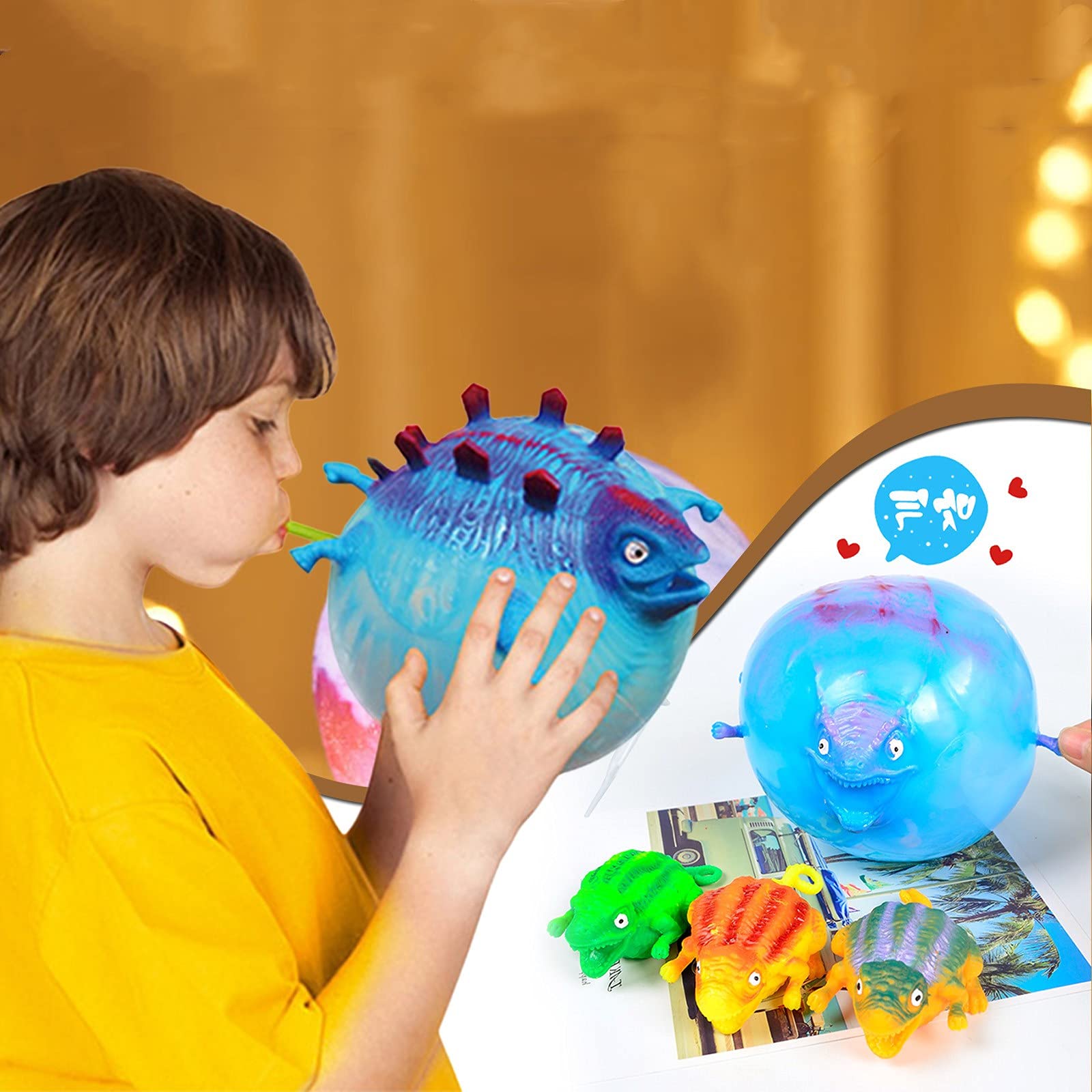 12-Pack Inflatable Dinosaur Balloons - Fun Blow-Up Animal Squeeze Toys for Kids Birthday Parties, Carnival Favors & Outdoor Events - Novelty Gifts for Children Ages 3+