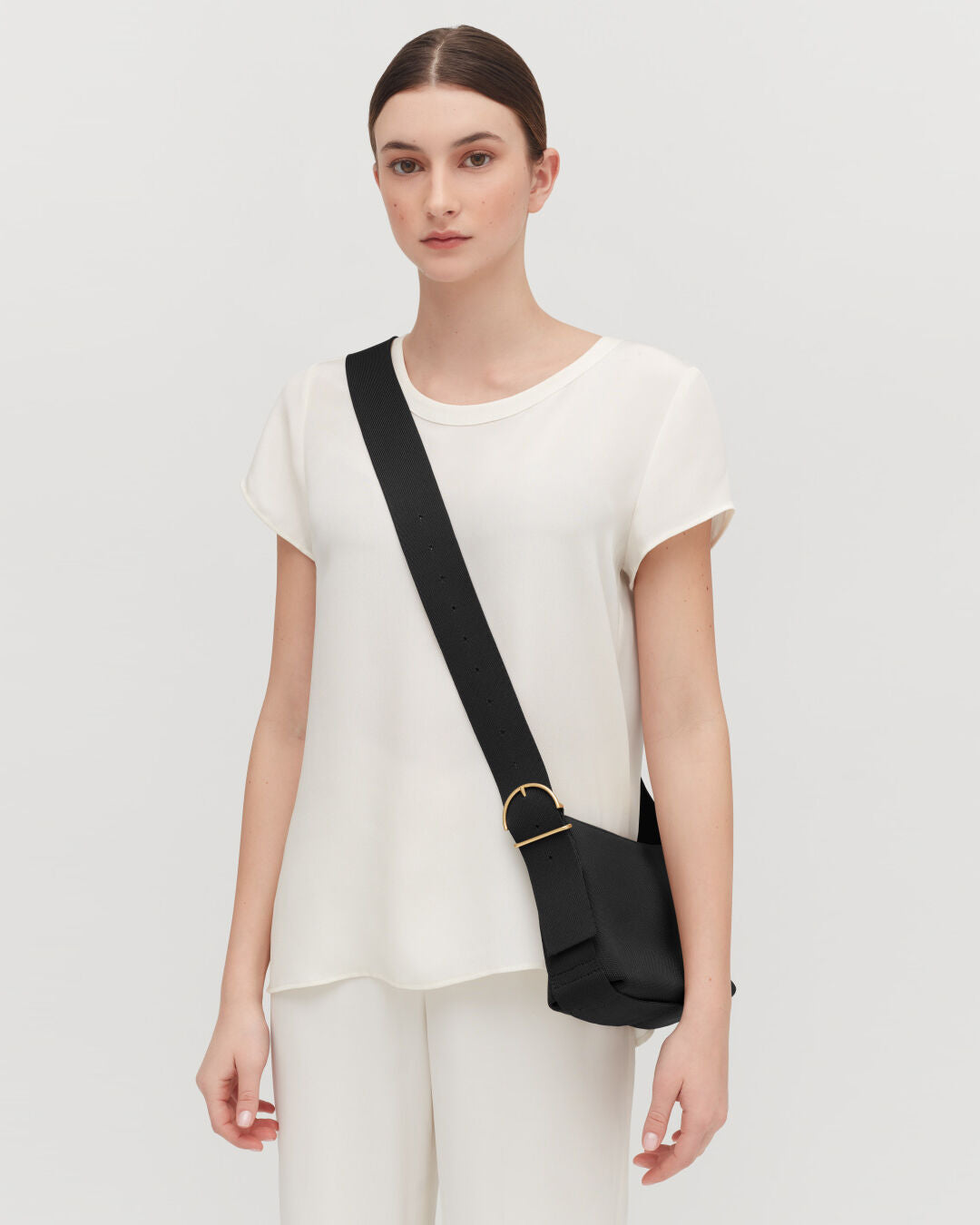 Eco-Friendly Small Recycled Knit Sling Bag with Gold Accents - Perfect for Travel, Shopping & Everyday Use