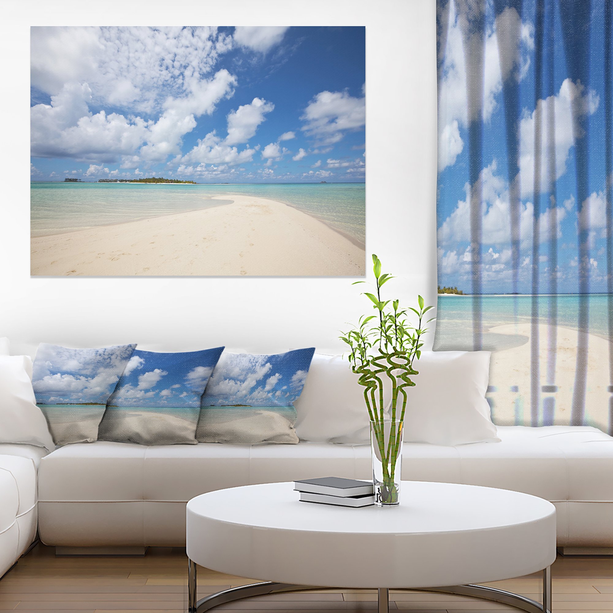 Extra Large Serene Maldives Beach Seascape Art Canvas Print - Tropical Ocean Wall Decor for Living Room, Bedroom & Office