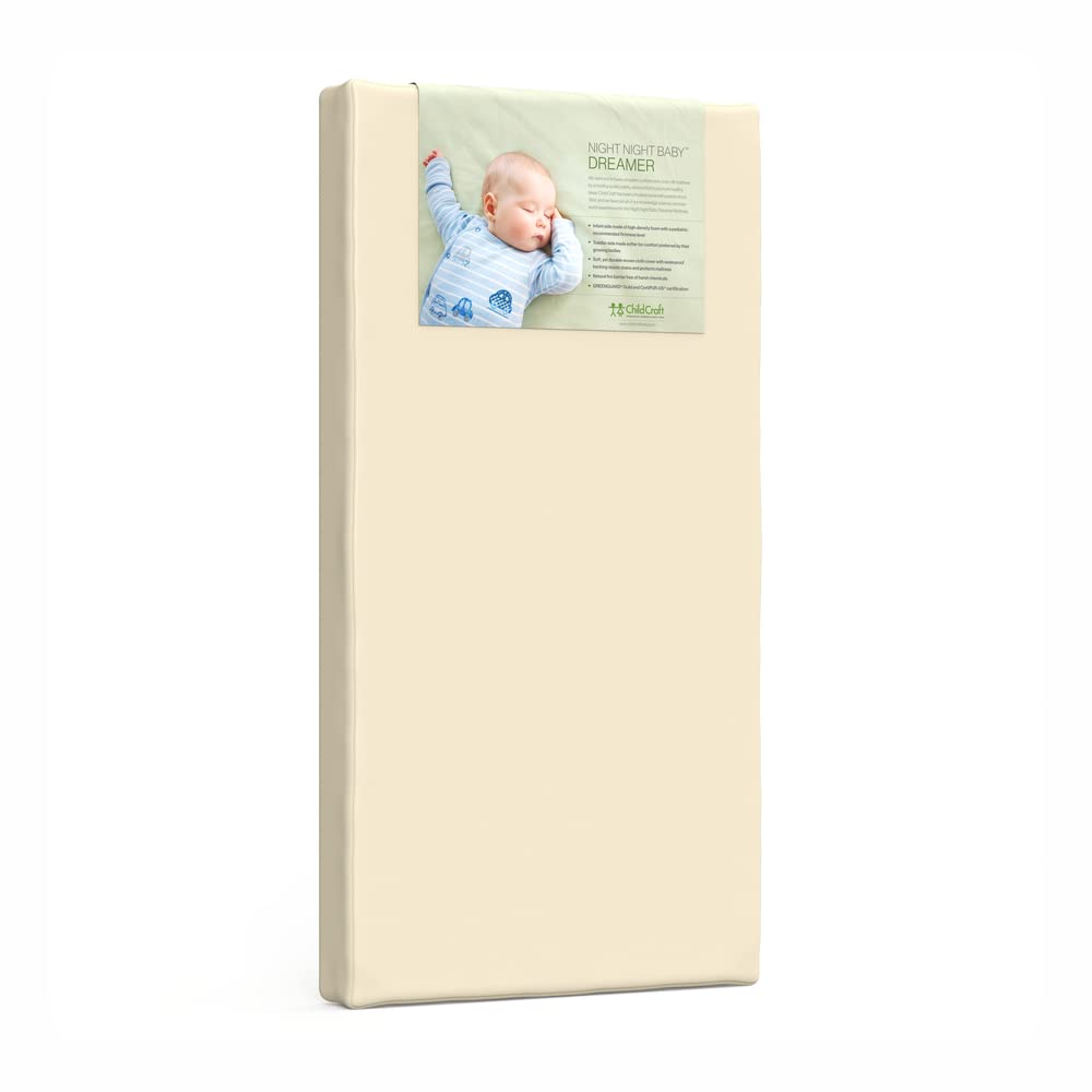 Child Craft Night Night Baby Dreamer Dual-Sided Crib Mattress - Firm Infant Side & Waterproof Toddler Foam - Hypoallergenic, 6