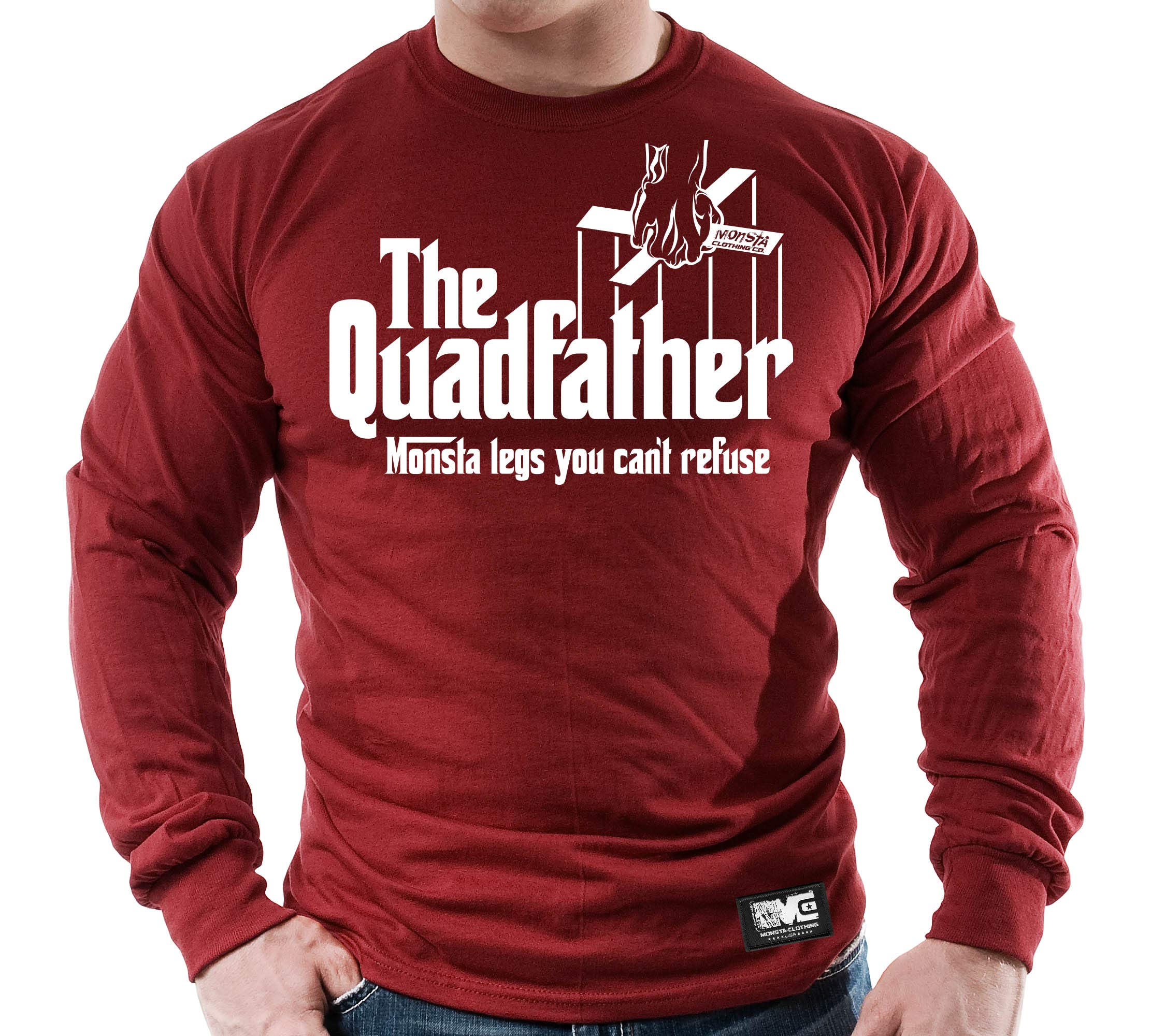 The QuadFather Men's Bodybuilding Workout Long Sleeve Gym Shirt - Muscle Building & Training Apparel for Weightlifting, Powerlifting & Fitness