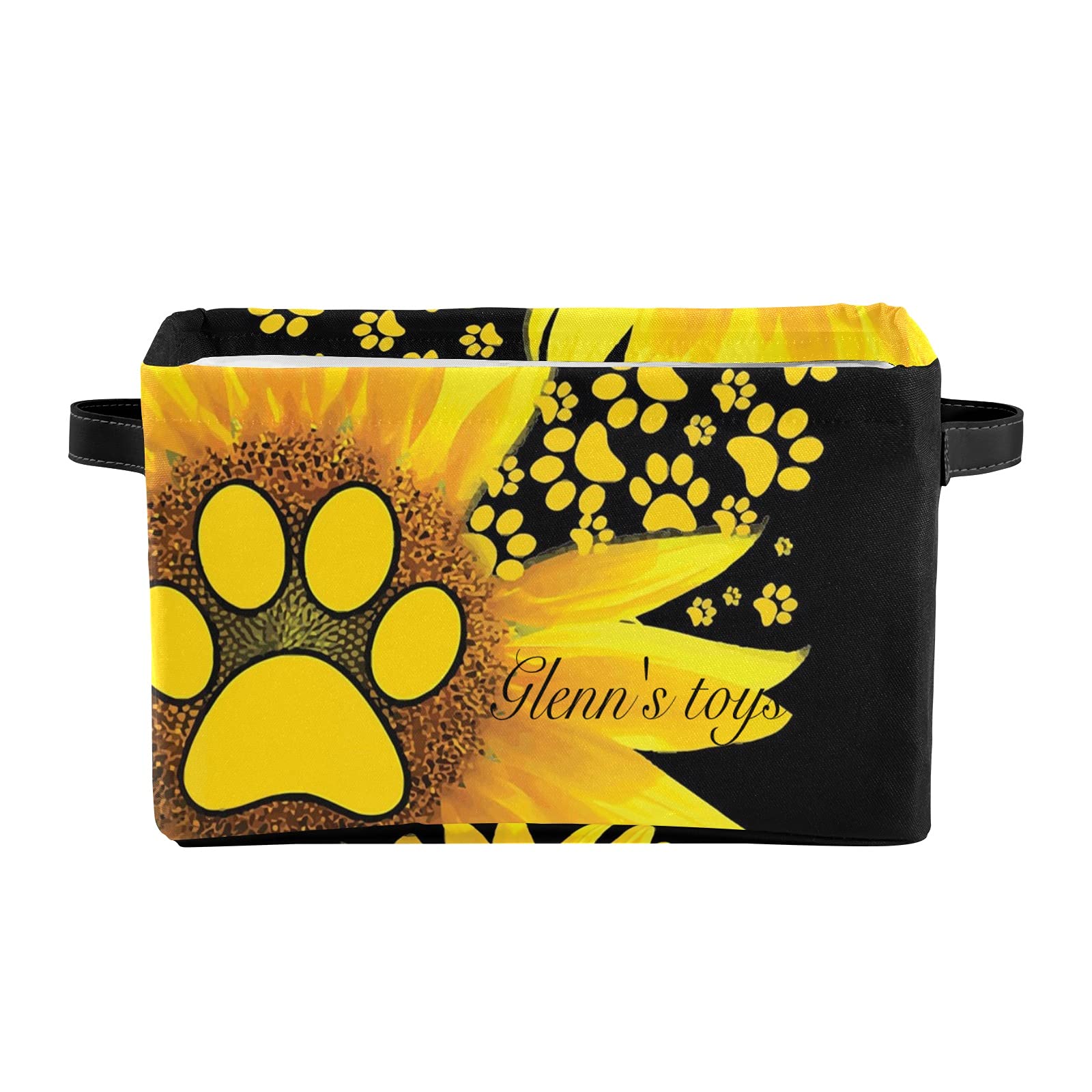 Personalized Dog Mom Sunflower Paw Storage Bins & Baskets - 2 Pack Organizer Cubes with Handles for Shelves, Closet, Nursery, Toy Storage | Perfect for Pet Lovers & Home Organization