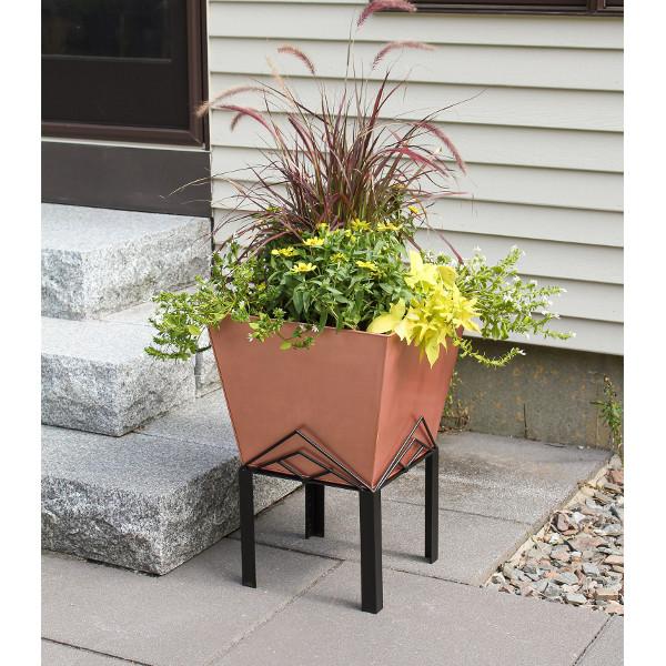 Marion Planter with Copper Plated Flower Box - Elegant Indoor/Outdoor Garden Decor for Home, Patio & Office Spaces