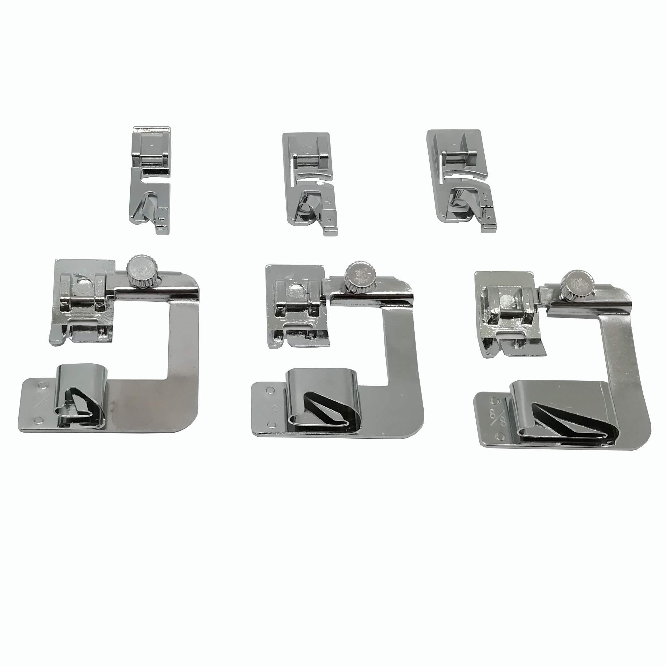 HONEYSE 6-Piece Hemmer Foot Kit - 3 Rolled Hem & 3 Narrow Rolled Hem Presser Feet for Brother, Singer, Janome Low Shank Sewing Machines | Perfect for Professional Garment Finishing, Quilting & DIY Sewing Projects