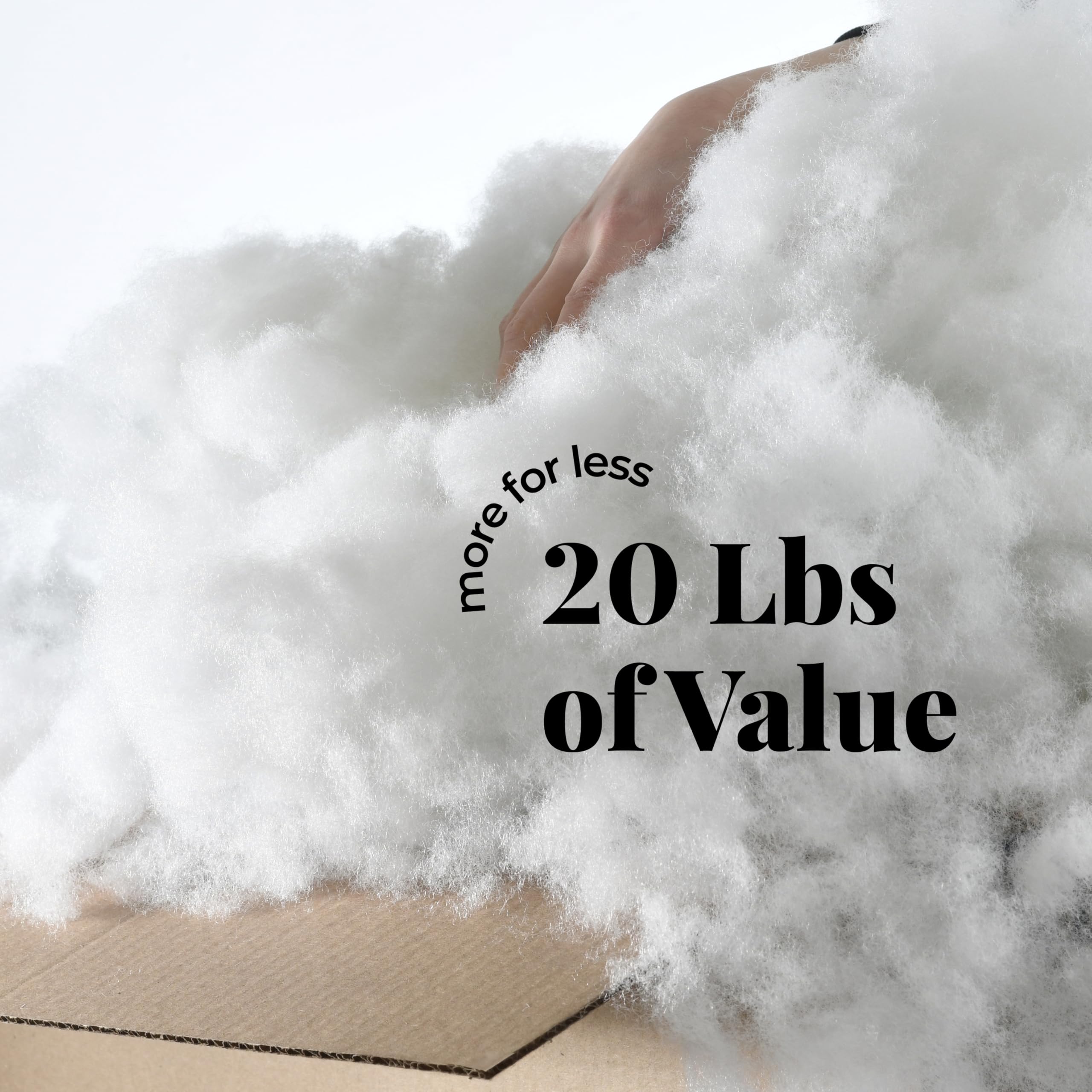 Premium Polyester Fiber Fill Stuffing 20 LB Bag - Soft Fluffy Stuffing for Stuffed Animals, Pillows, DIY Crafts, Toys & Cloud Decorations - Ideal Batting for Couch Pillows, Home Decor & Upholstery Projects - Perfect for DIY Sewing, Crafting & Soft Toy Making