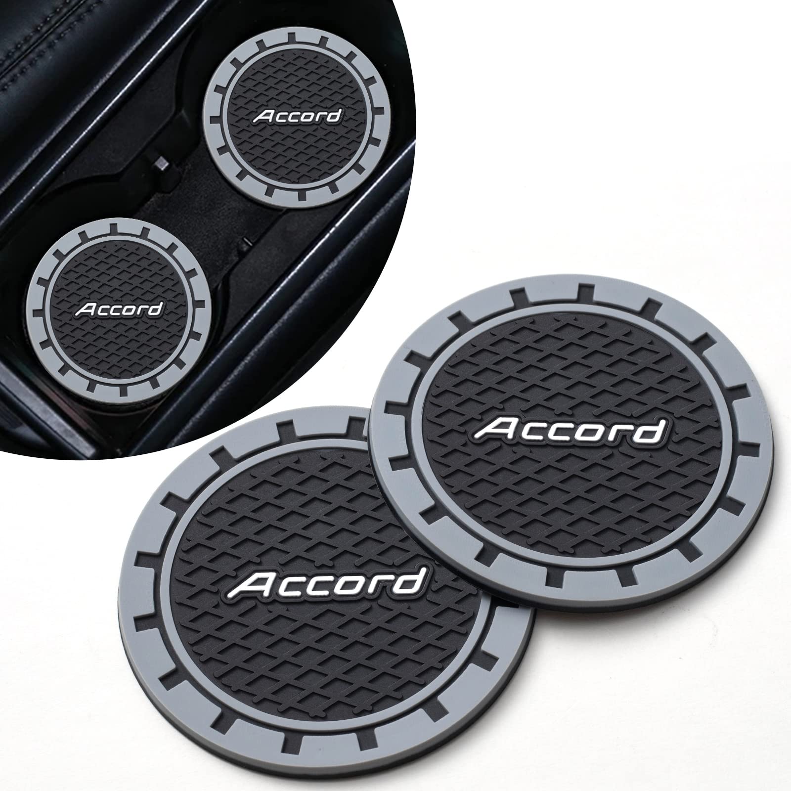 2-Pack Non-Slip Car Cup Coasters for Honda Accord - 2.75 Inch (7cm) Custom Logo Cup Holder Inserts, Premium Car Interior Accessories - Perfect for Preventing Spills & Protecting Your Vehicle's Cup Holders