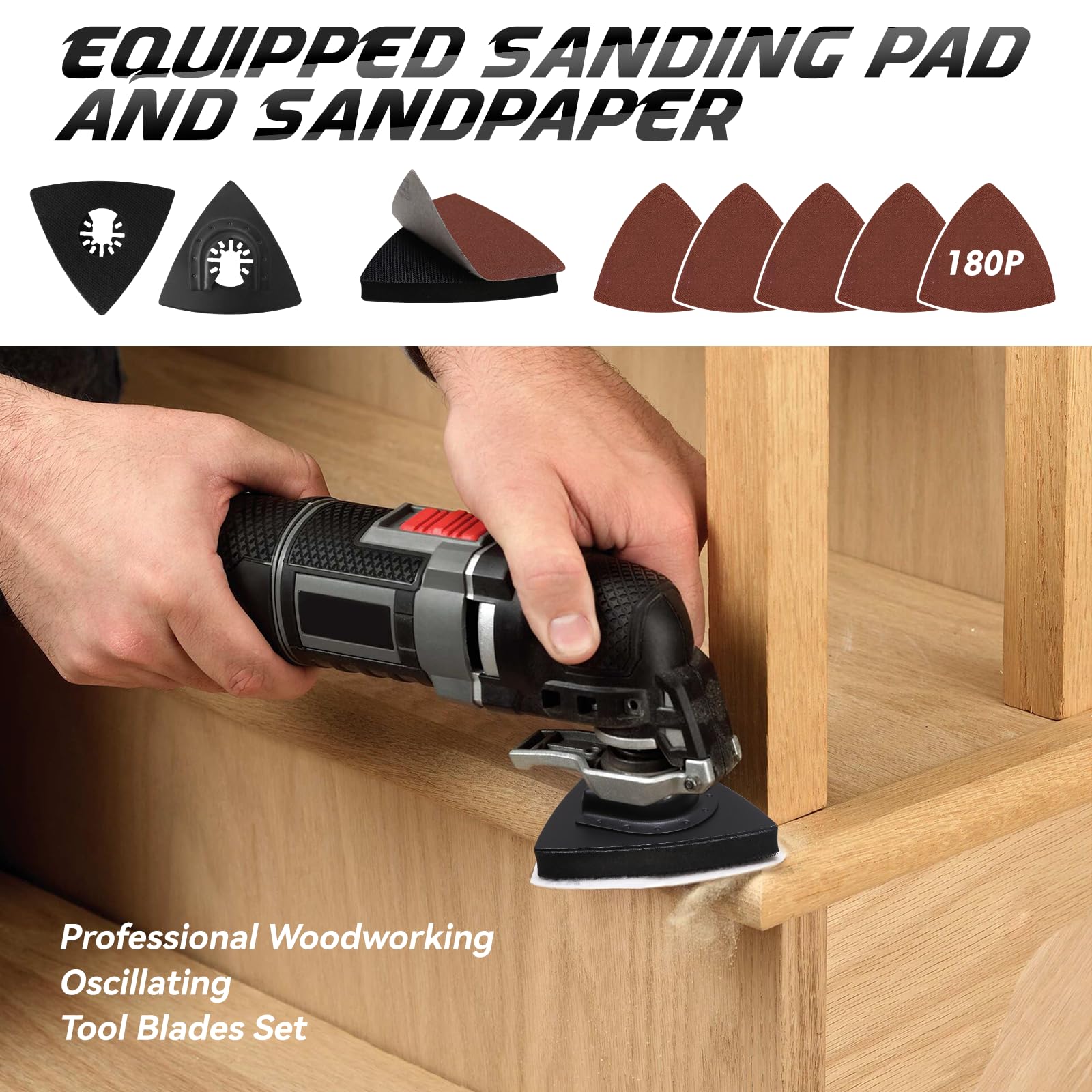 26-Piece Titanium Oscillating Multi-Tool Blades Kit with Sanding Pads - 4 Sizes for Cutting Metal & Wood - Compatible with Bosch, Fein, Milwaukee, Ryobi, DeWalt - Perfect for DIY Projects, Home Renovation & Professional Construction Work