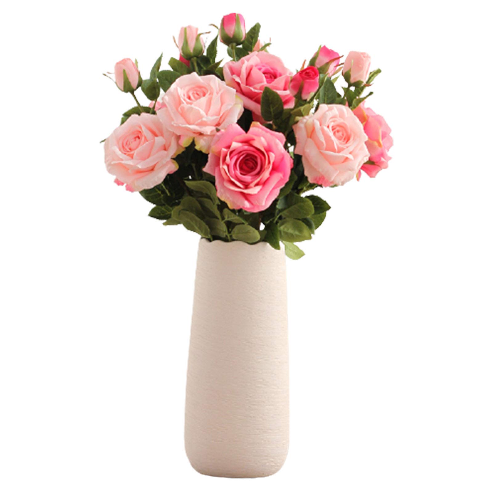 QILIN Artificial Rose Bouquet Set with Vase - Silk Flower Arrangement for Home, Wedding & Party Decor | DIY Craft & Handmade Gift Idea | Perfect for Table Centerpieces, Bridal Showers & Romantic Home Decor