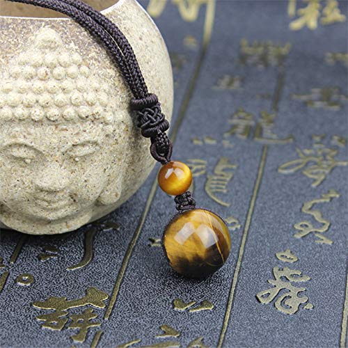 Handmade Chinese Style 16mm Natural Tiger Eye Beaded Pendant Necklace - Perfect for Boho Fashion, Meditation & Spiritual Healing Jewelry