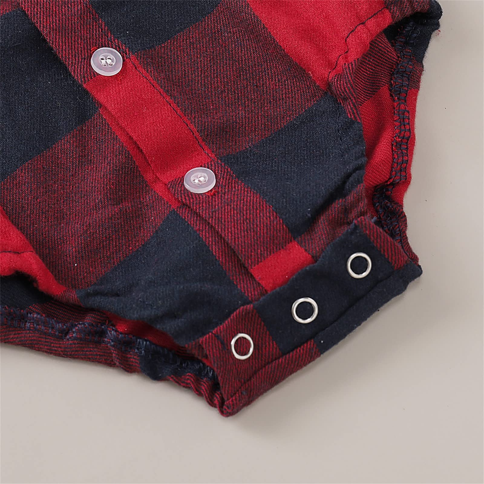 Baby Boy & Girl Plaid Long Sleeve Shirt Bodysuit Romper Set - Newborn Infant Gentleman Suit Outfit for Photo Shoots, Parties & Special Occasions