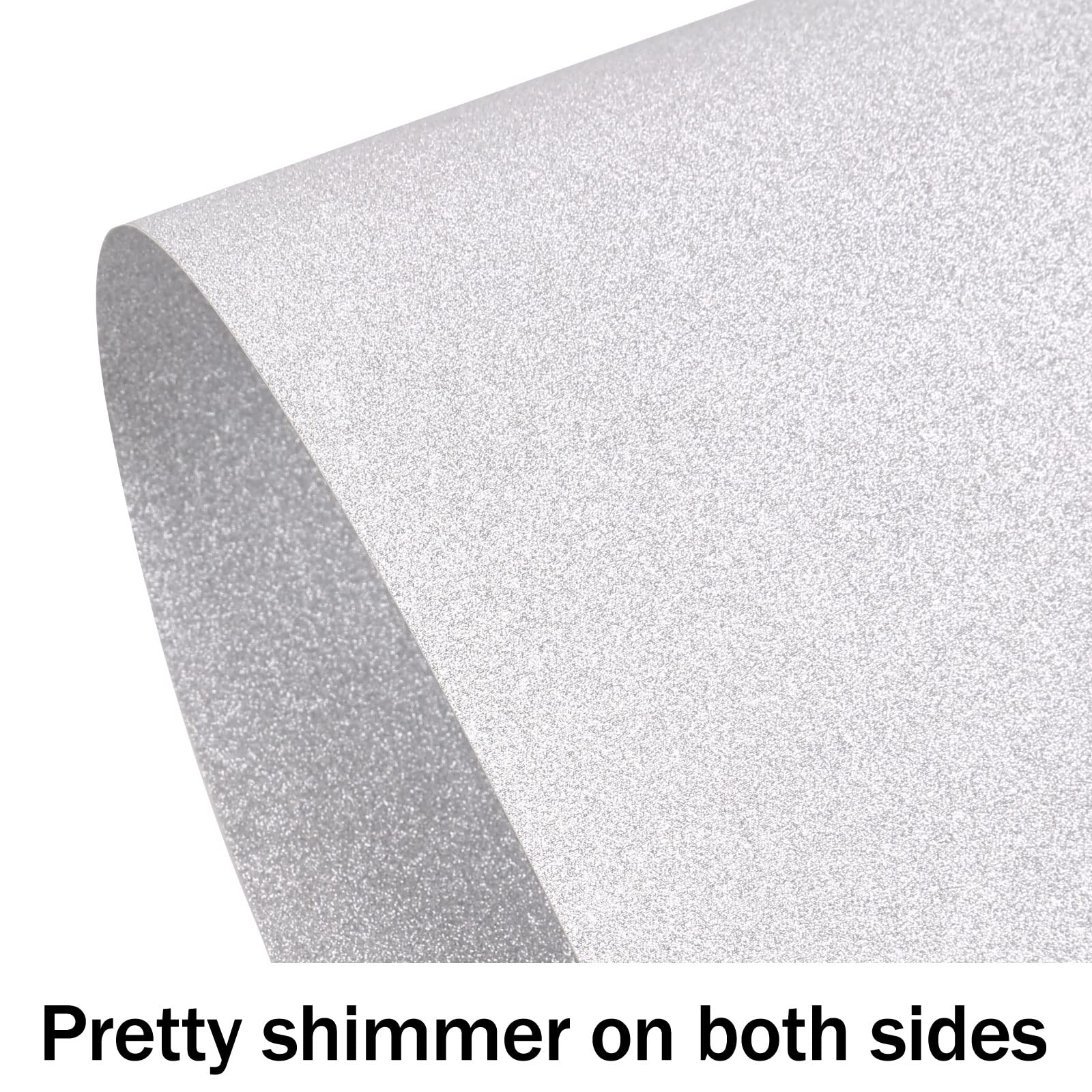 100 Sheets Silver Glitter Cardstock 8.5x11 Inches - Double-Sided Premium 100lb Shimmer Paper for Scrapbooking, DIY Invitations, Wedding Decor & Party Supplies - No Shedding, Non-Printable - Perfect for Crafting, Gift Wrapping & Home Decoration Projects
