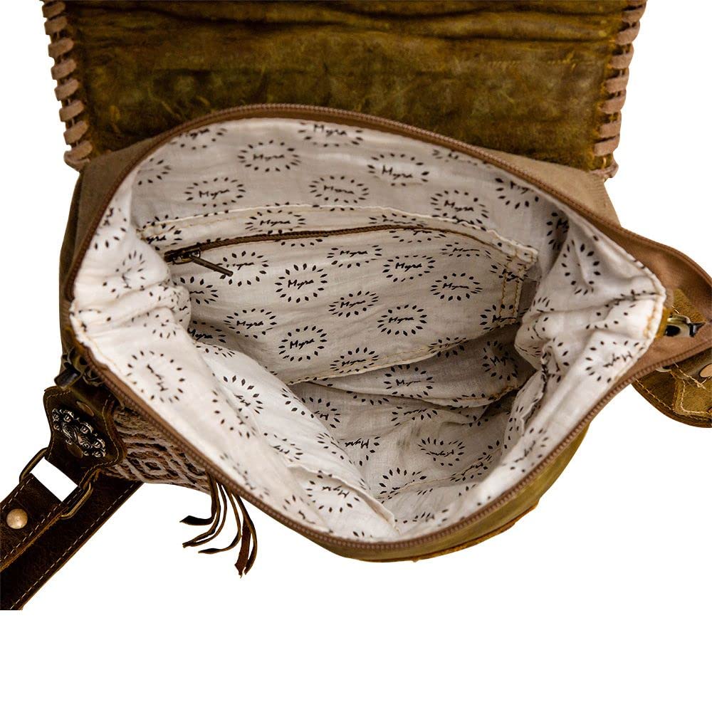 Myra Bag Western Leather Shoulder Bag for Women - Upcycled Canvas Crossbody Purse with Adjustable Strap | Perfect for Casual Outings, Travel & Everyday Use