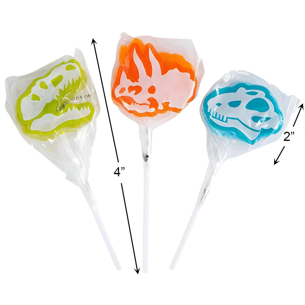 Dino Dig Dinosaur Suckers - 12 Individually Wrapped Lollipops for Birthday Parties, Dinosaur Theme Events & Kids Party Favors | Fun Paleontology-Themed Candy for Classroom Rewards & Goodie Bags