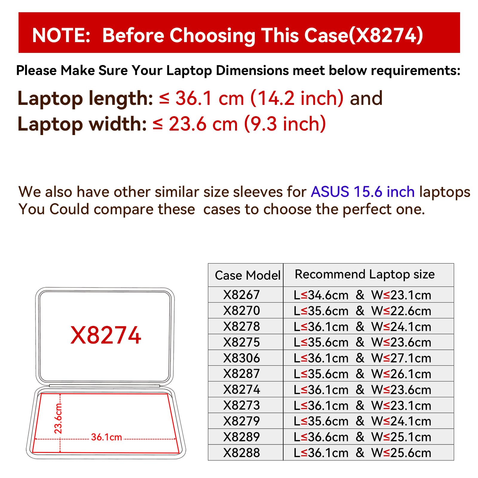 Smatree Hard EVA Protective Laptop Sleeve Case for ASUS 15.6 Inch - Waterproof Shockproof Lightweight Laptop Bag for Travel, School, Office & Business Use