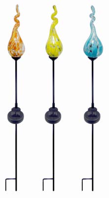 Headwind Consumer 830-1545 Spiral Glass Solar Stake Lights - 12 Pack, Multi-Colored Outdoor Solar Garden Lights for Pathway, Yard, Patio & Landscape Decoration