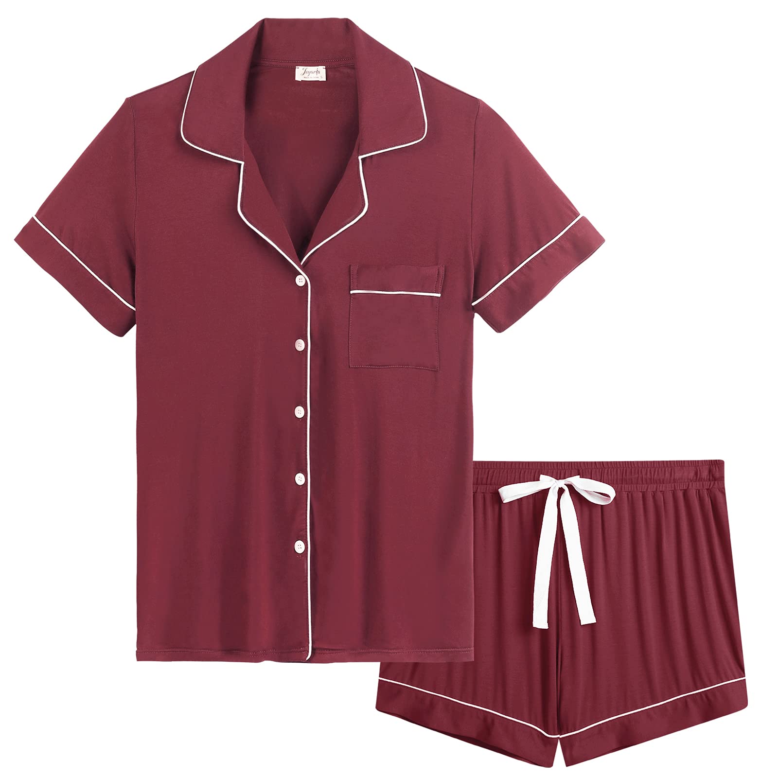 Cherrydew Women's Soft Bamboo Pajama Set - Comfortable Sleepwear Shorts for Lounge & Nightwear - Perfect for Summer Nights, Relaxing at Home, and Travel