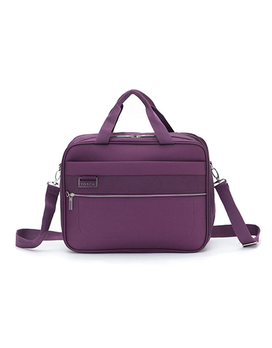Tosca TCA720 Vega 40cm Tote Cabin Bag in Plum - Stylish Carry-On Luggage for Travel & Business Trips