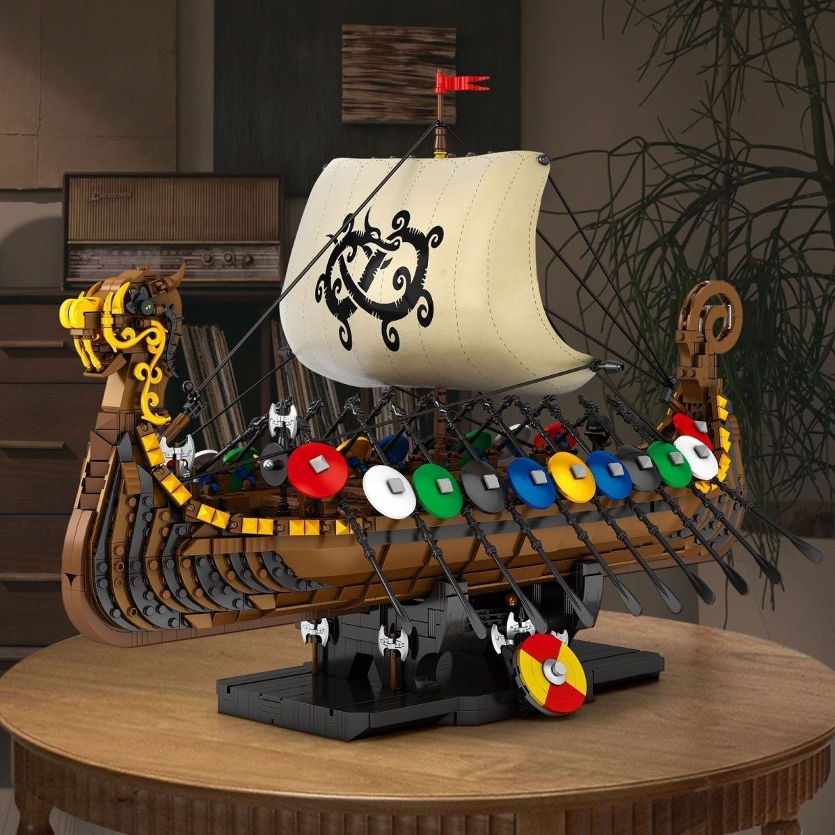 Reobrix 66101 Viking Warship Building Blocks Set - Medieval Ship Model Kit for Adults & Kids - Creative DIY Toy for Home Decoration, Gift, and Collectors - Perfect for History Enthusiasts & Viking Fans