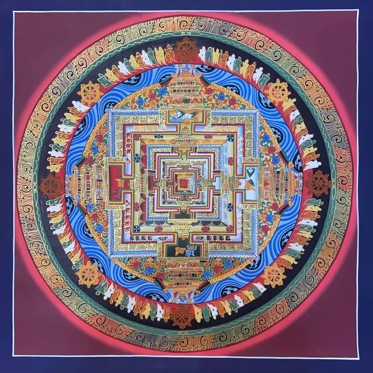 Authentic Kalachakra Mandala Tibetan Thangka Painting - Handmade Buddhist Art for Meditation & Home Decor - Perfect for Spiritual Practice, Yoga Studios & Gift Giving