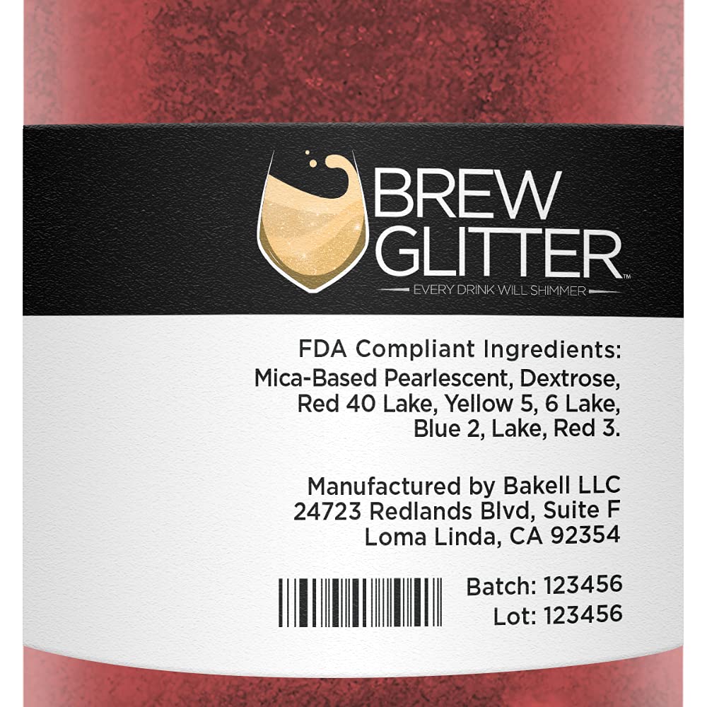 Maroon Red Edible Glitter for Drinks - KOSHER & HALAL Certified Food Grade Glitter for Cocktails, Beer & Beverage Garnish | Vegan, Gluten & Nut Free (50g) | Perfect for Party Drinks, Wedding Cocktails & DIY Dessert Decorations