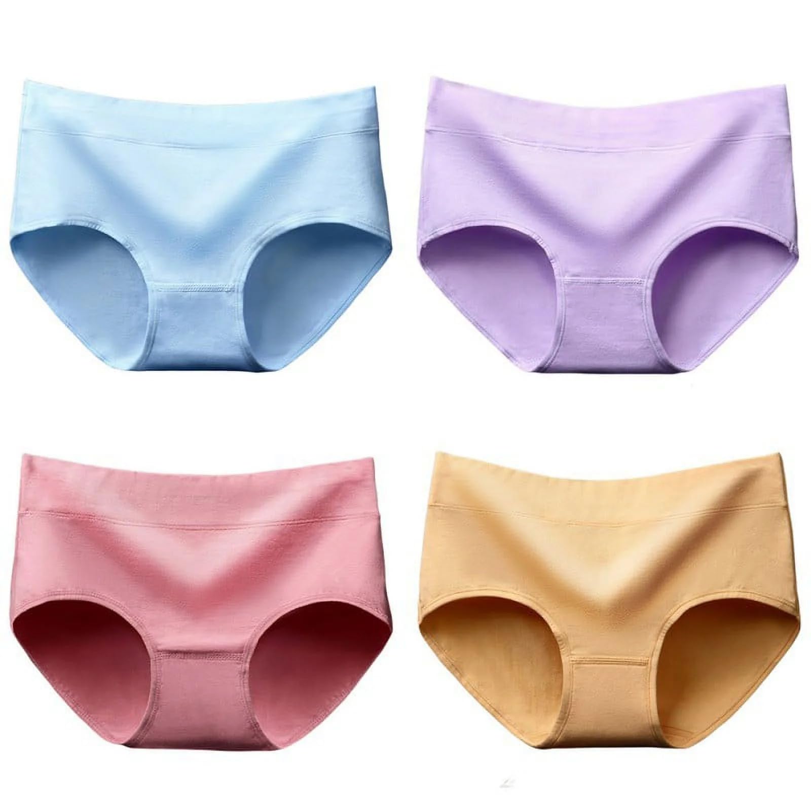 4-Pack Women's Cotton Underwear - 100% Soft Breathable Mid Rise Briefs, Solid Color Panties (Sizes S-XL) | Perfect for Everyday Wear, Workout & Travel