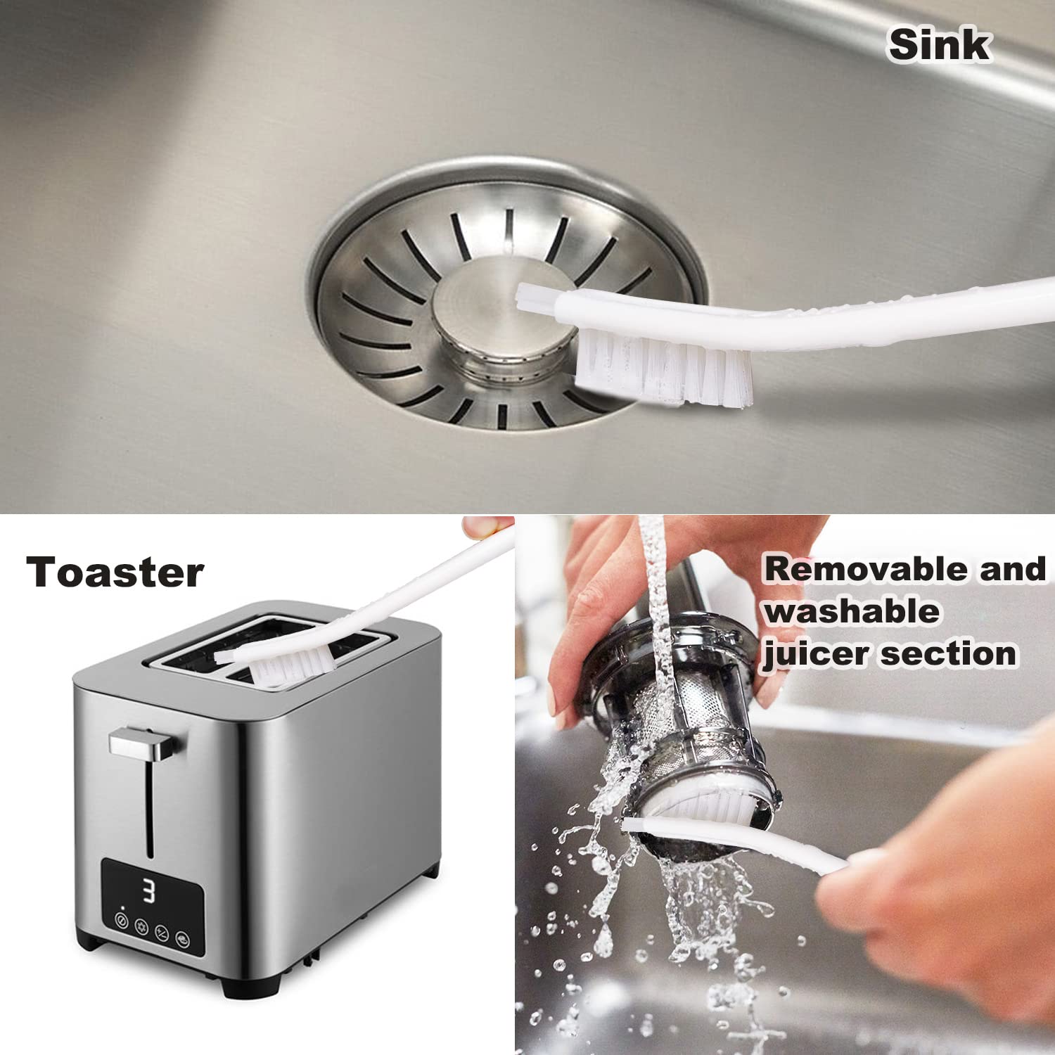 Small Scrub Brushes for Kitchen Cleaning - Tile, Sink & Appliance Scrubber Set for Home Use