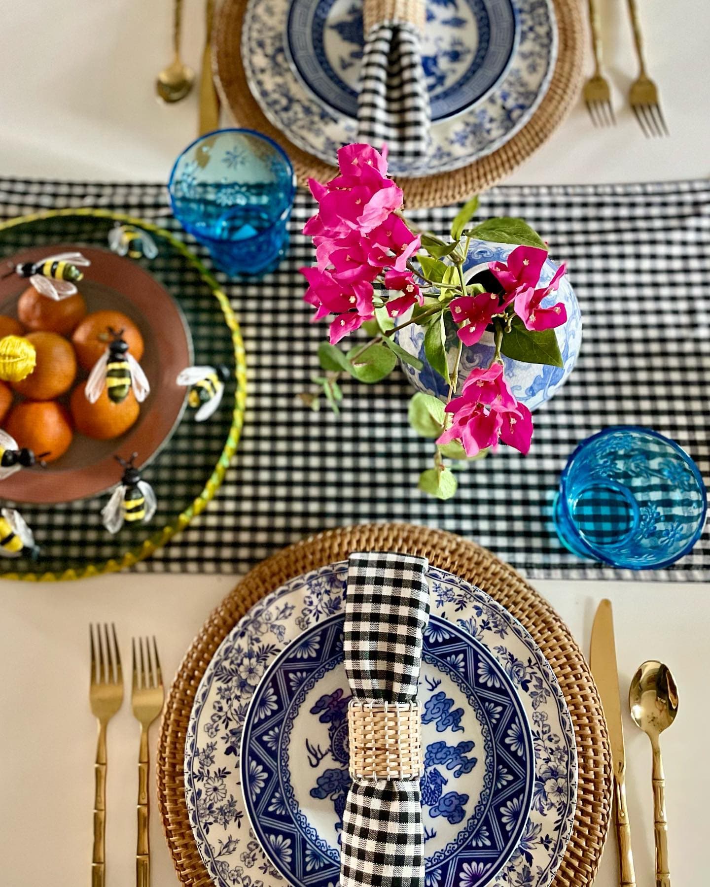 Stylish Gingham Check Yarn-Dyed Cotton Table Runner - Perfect for Farmhouse Dining Tables, Kitchen Decor & Wedding Centerpieces