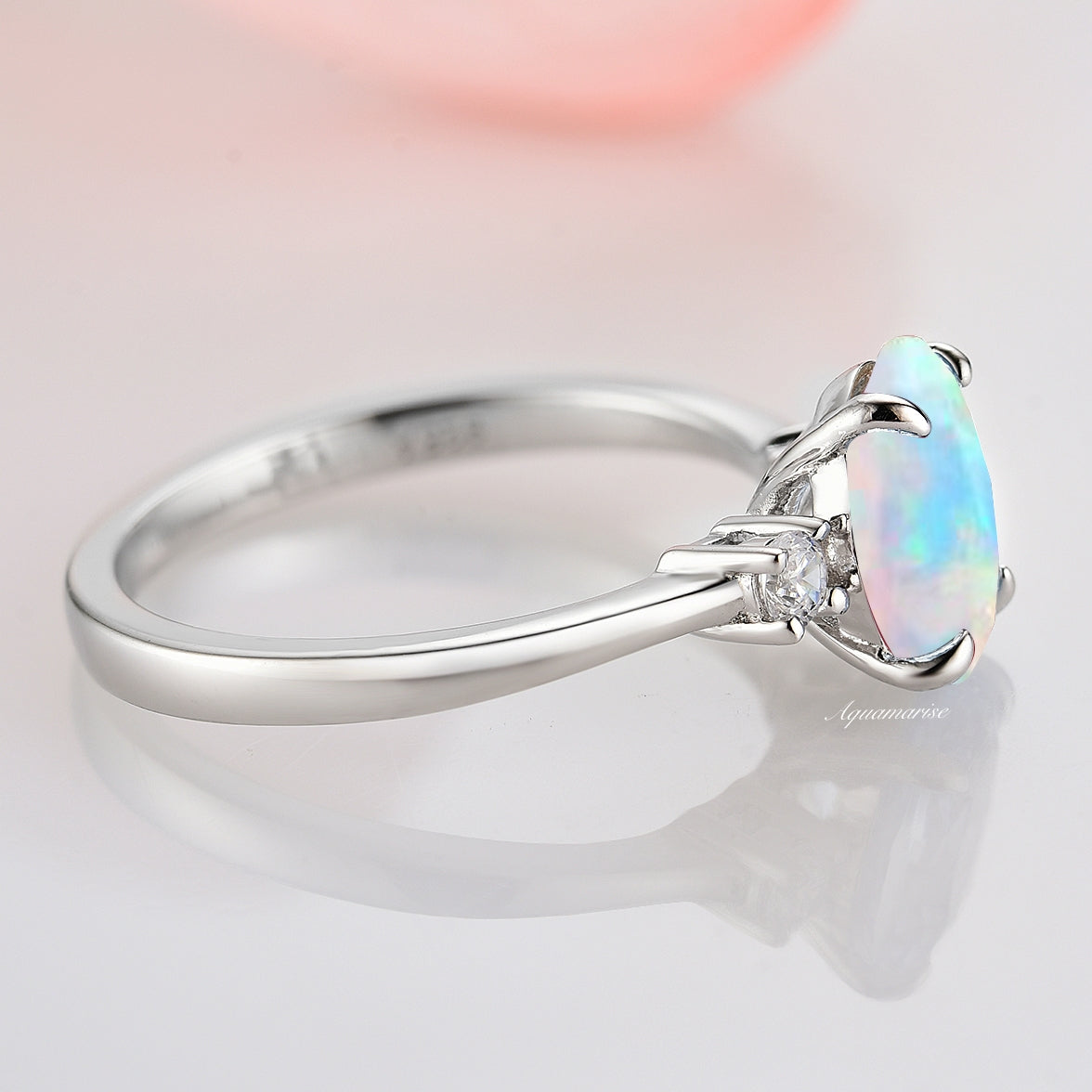 Everly Oval Fire Opal Ring - Sterling Silver Jewelry for Women | Elegant Birthstone Gift for Her | Perfect for Weddings, Anniversaries & Special Occasions