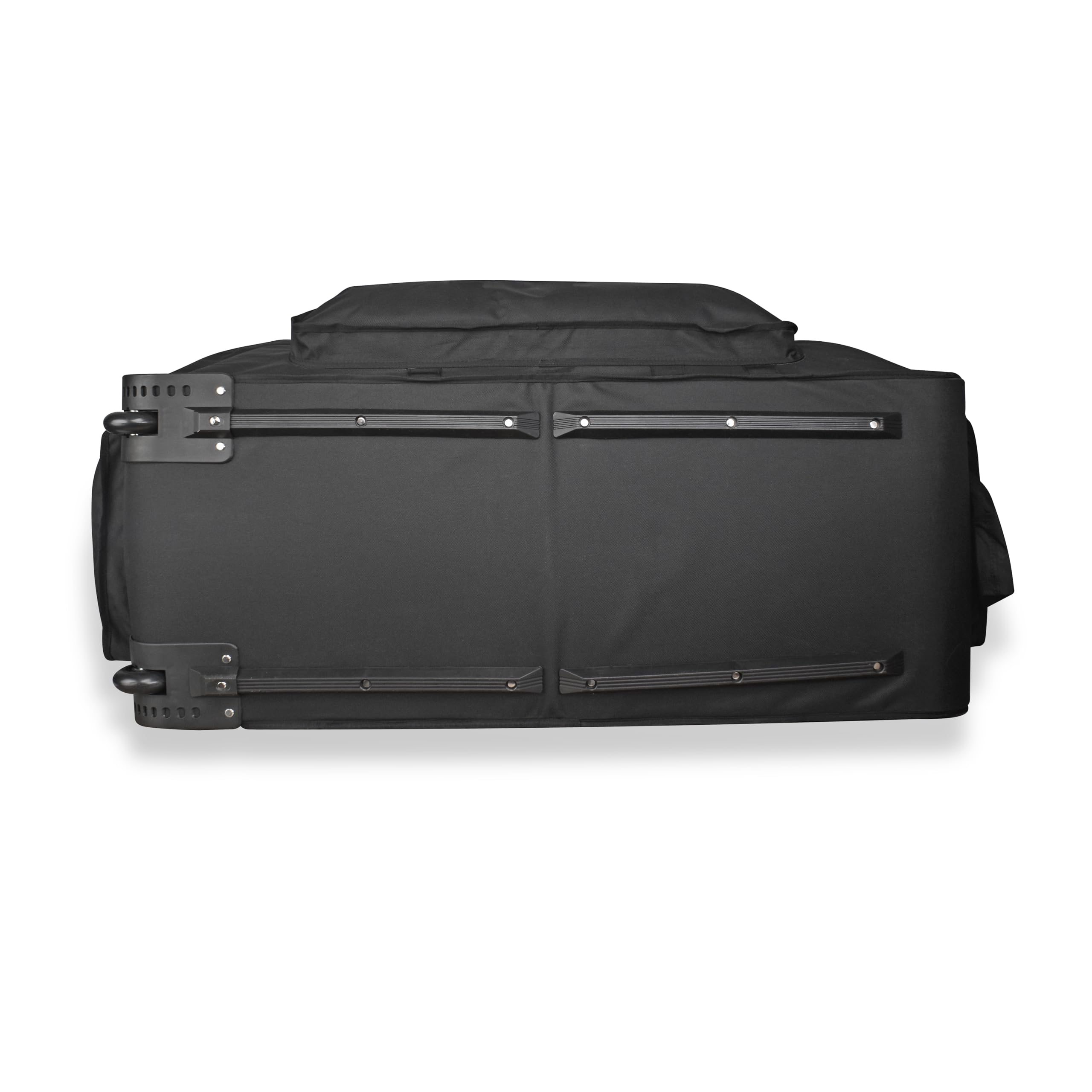 Brentmoor Large Black Rolling Duffle Bag with Wheels - Foldable Drum Hardware Travel Luggage with Drum Stick Carry Case - Perfect for Musicians, Drummers & Road Trips