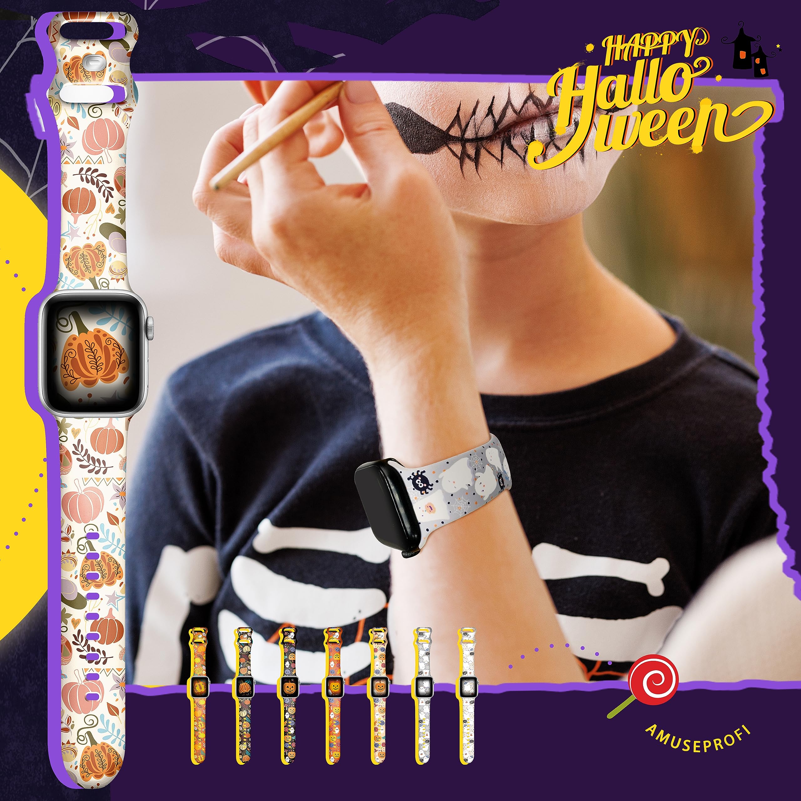 Halloween & Christmas Apple Watch Bands for Women - Compatible with Apple Watch 38mm 40mm 41mm 42mm 44mm 45mm 49mm & Series Ultra/8/7/6/5/4/3/2/1/SE - Festive Holiday Watch Straps for Parties & Gifts