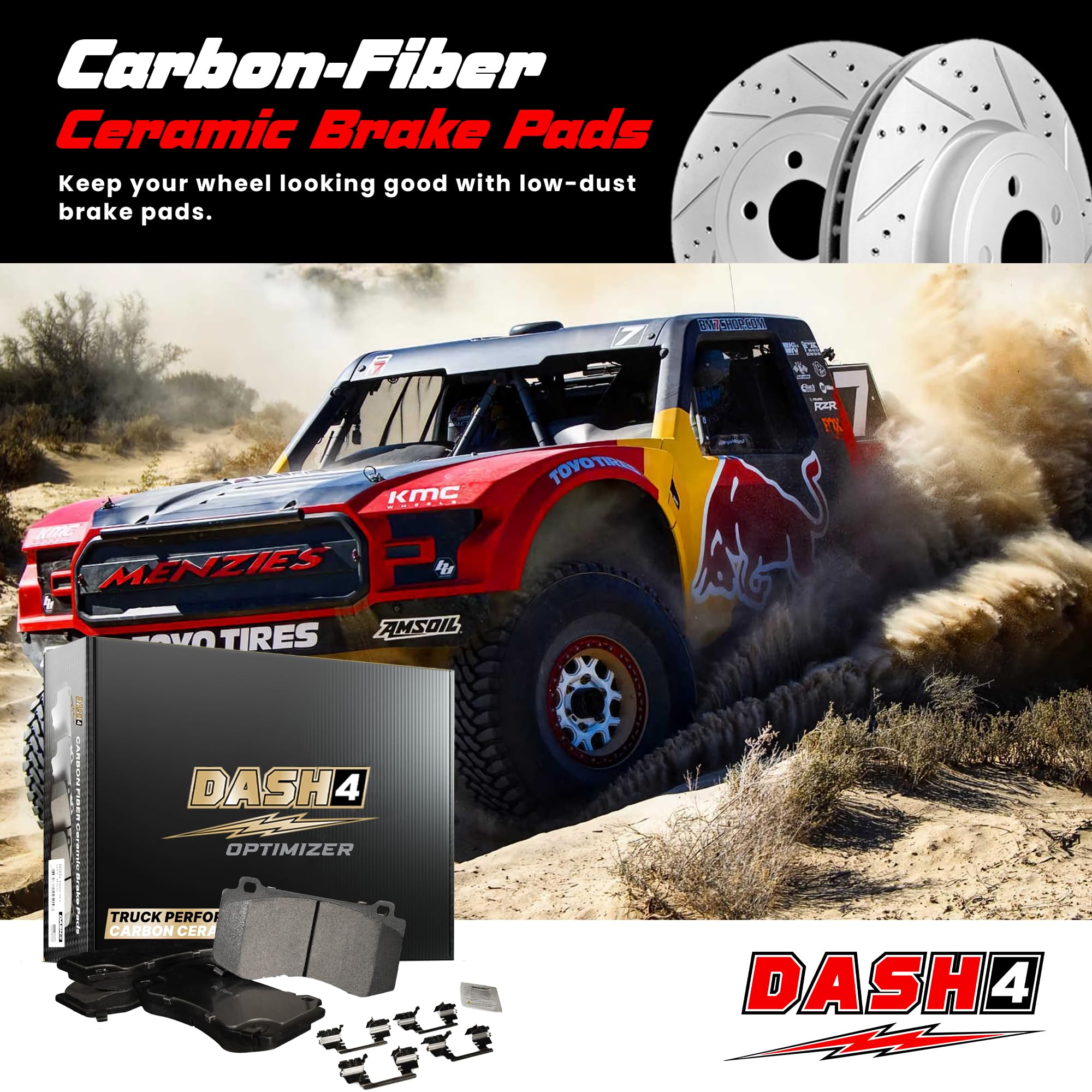 High-Performance CFD1047 Carbon Ceramic Brake Pads Kit with Hardware - Enhanced Sports Car & Track Racing Braking System for Porsche, BMW, Mercedes & More