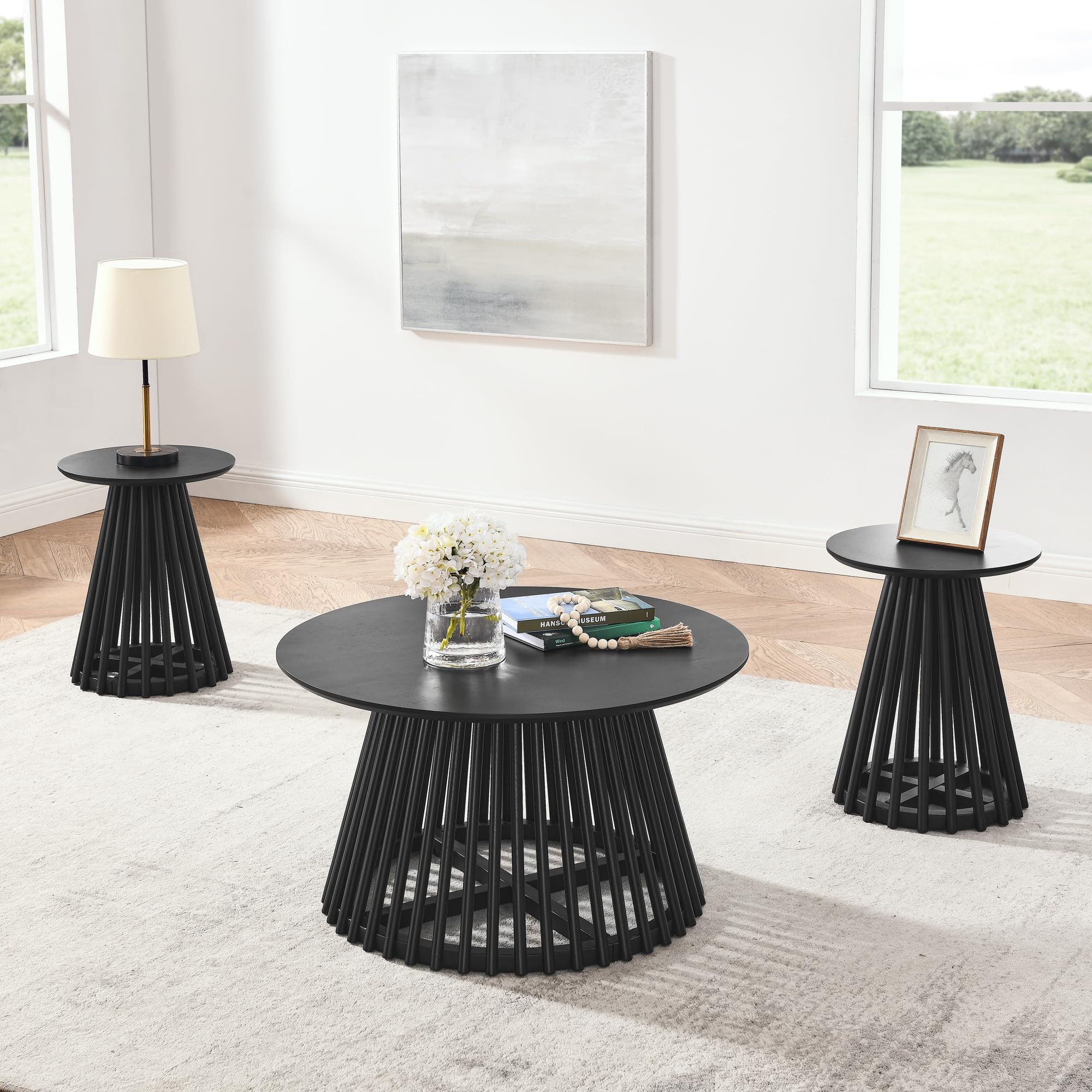 Modern Minimalist Round Coffee Table for Living Room - Black 15.8 Inch Sofa Side Table, Cocktail & Tea End Table with Easy Assembly - Perfect for Small Spaces, Apartments & Lounge Areas