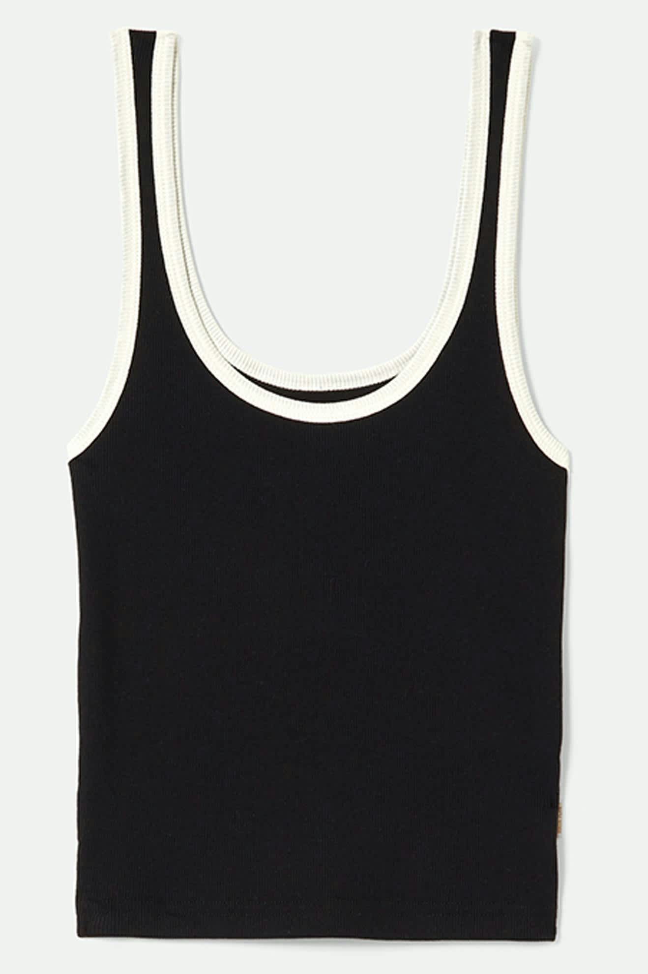 Organic Cotton Ringer Tank Top for Women - Black & Off White - Casual Summer Tops for Beach, Yoga, and Everyday Wear