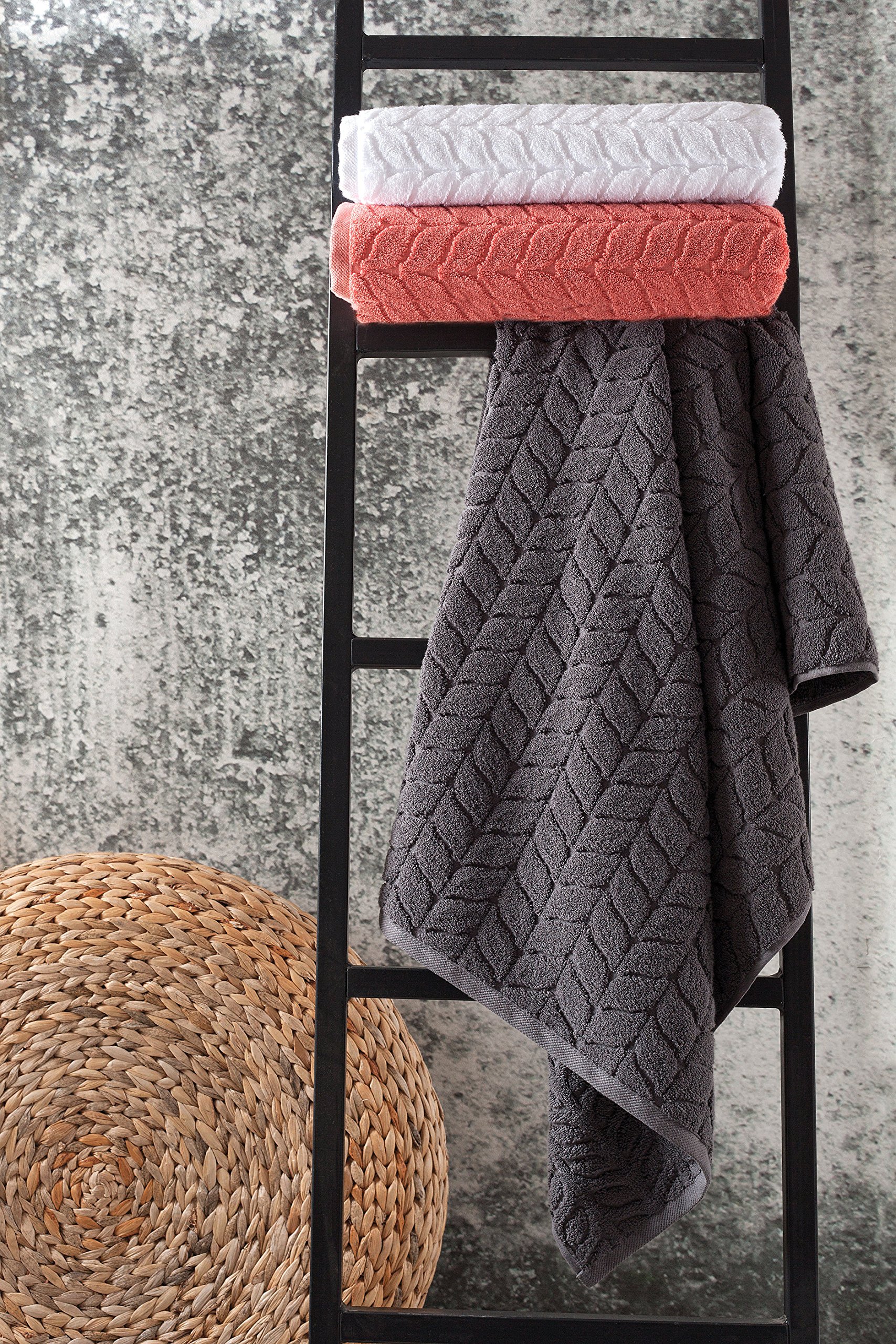 BAGNO MILANO Luxury Turkish Bath Towels Set - Ultra Soft Plush Jacquard Quick Dry Bath Sheet (Cream) | Spa, Beach & Home Bathroom Essentials