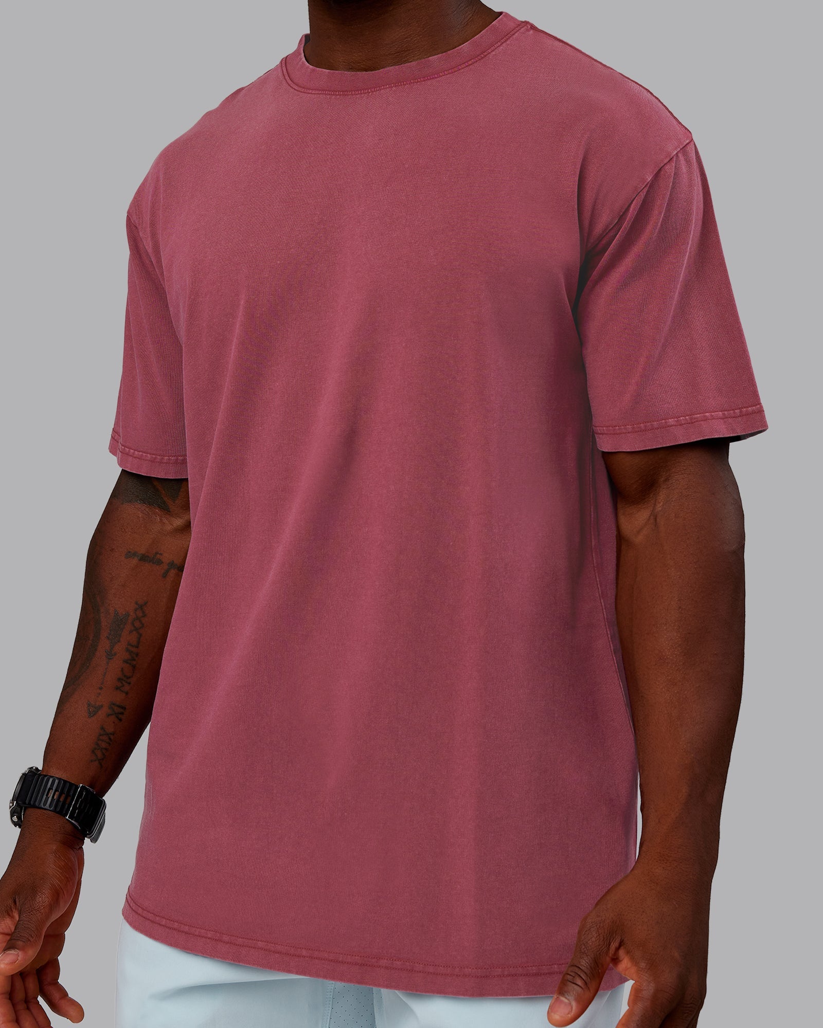 Rise & Lift Washed FLXCotton Oversized T-Shirt in Plum Berry & Ultra Orange - Comfortable Loungewear for Casual Outings & Relaxation