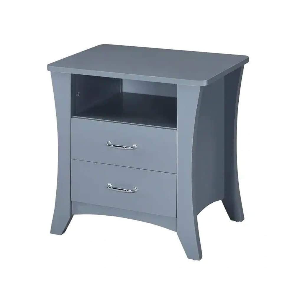 Simple Relax 2-Drawer Nightstand, Grey - Modern Bedside Table with Storage for Bedroom, Living Room & Office - Compact Night Stand with Smooth Gliding Drawers for Easy Organization