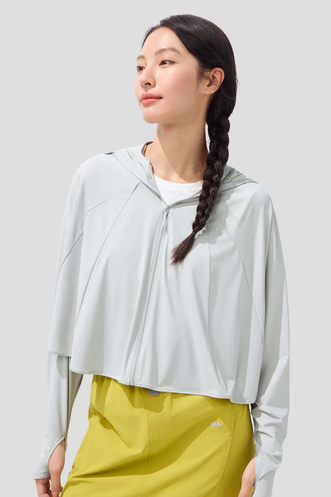 Horizon Women's Full Coverage Cropped Sun Hoodie UPF 50+ UV Protection - Lightweight Summer Hiking & Beach Cover-Up