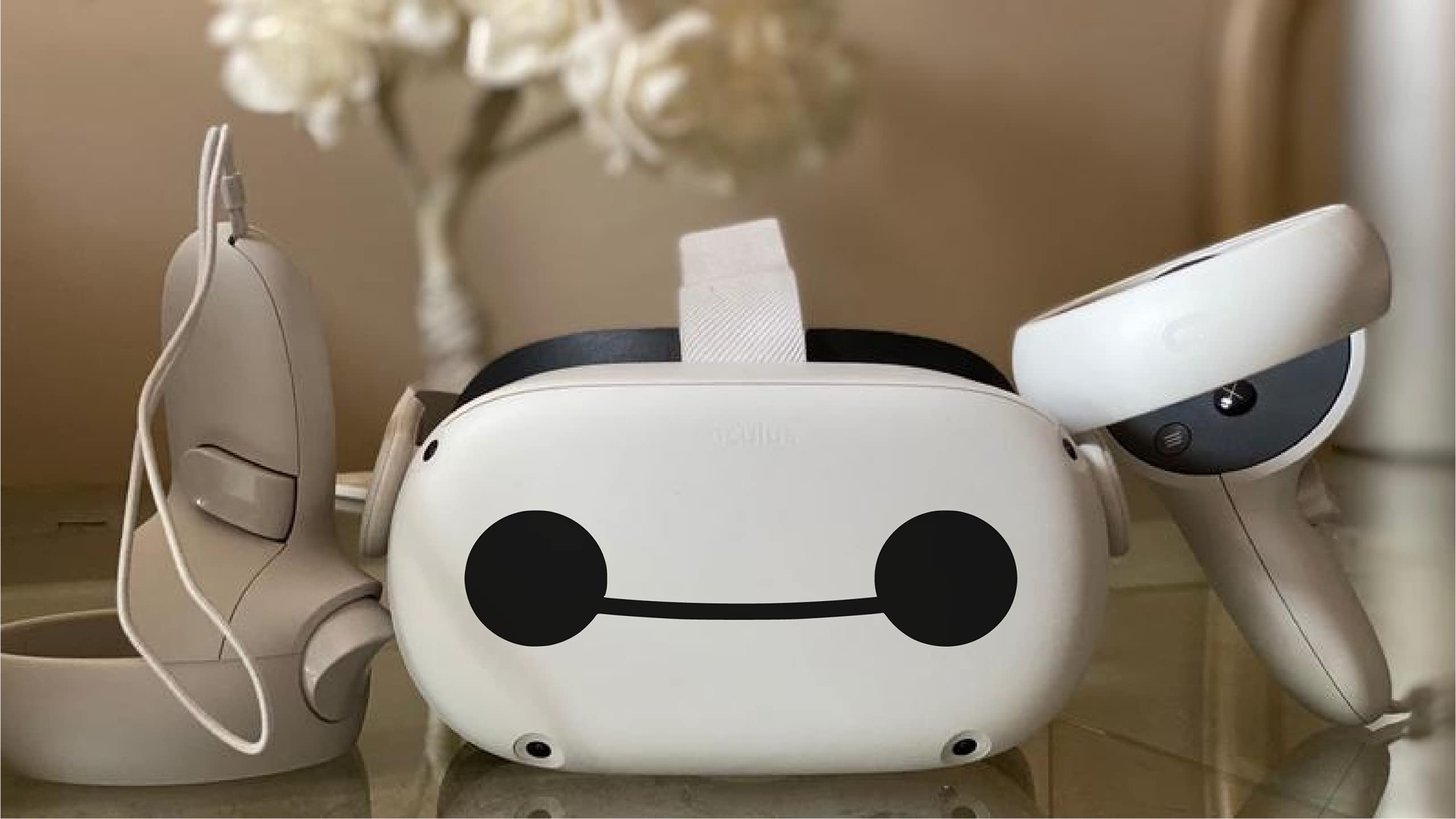 Baymax VR Headset Sticker - Matte Black Skin Decal for Oculus Quest 2, Rift S, HTC Vive - Customizable Protection & Personalization for Virtual Reality Gaming