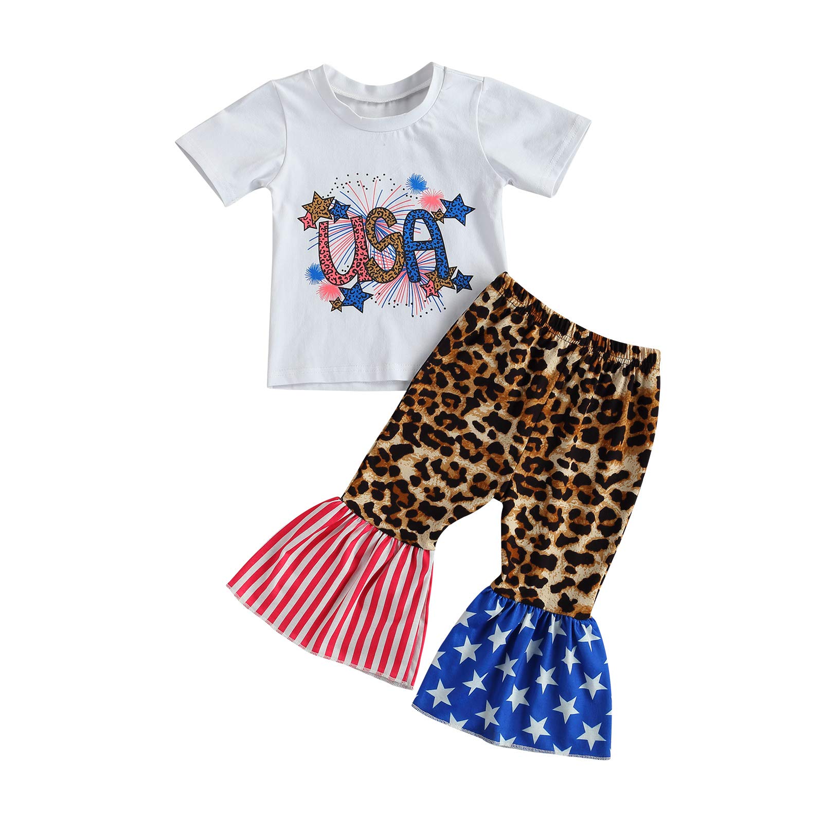 Easter Baby Girl Outfits - Spring Short Sleeve Shirt & Flared Bell Bottom Pants Set | Toddler Summer Clothes for Holiday Photos & Playdates