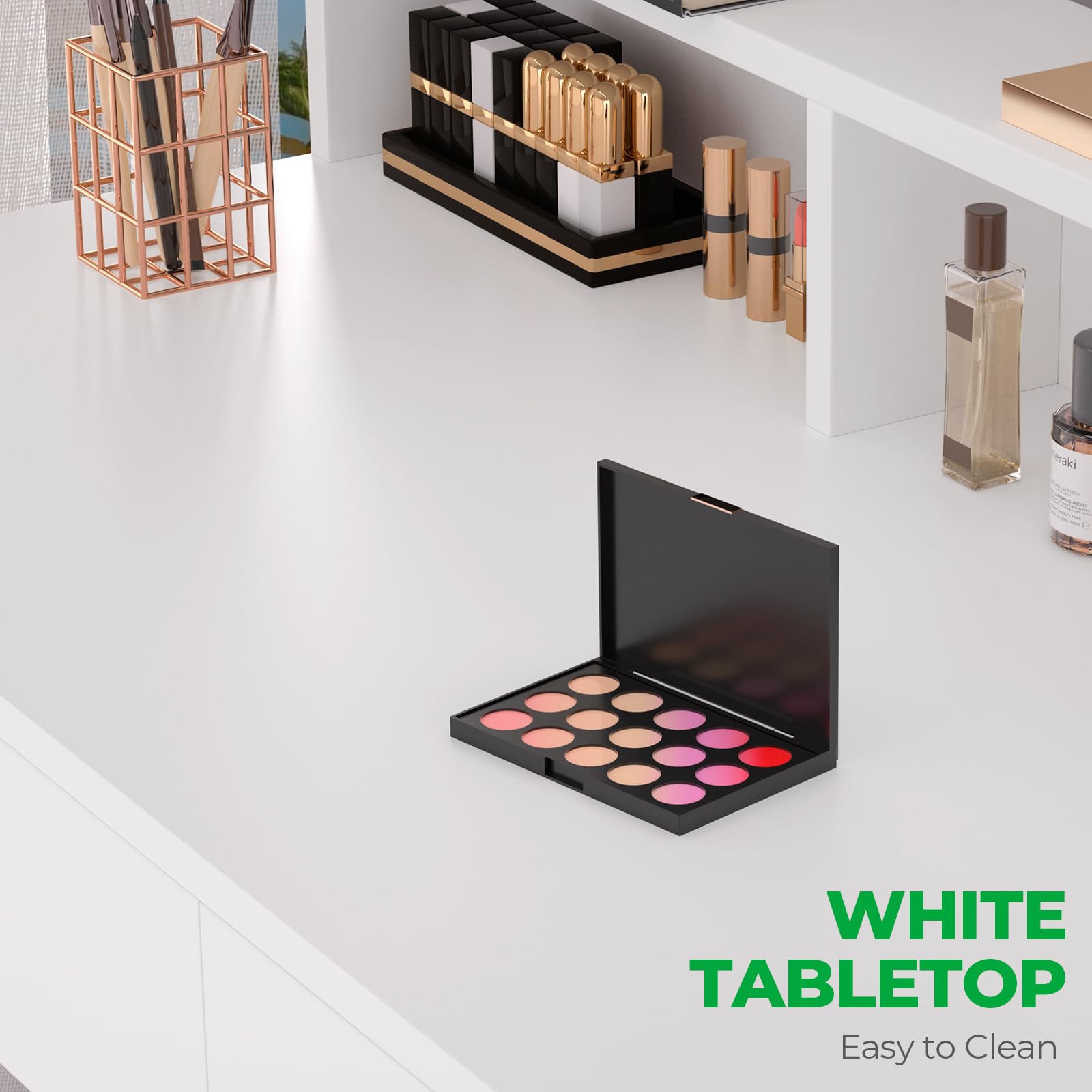 GreenForest White Vanity Desk with Drawers & Storage - 31.5