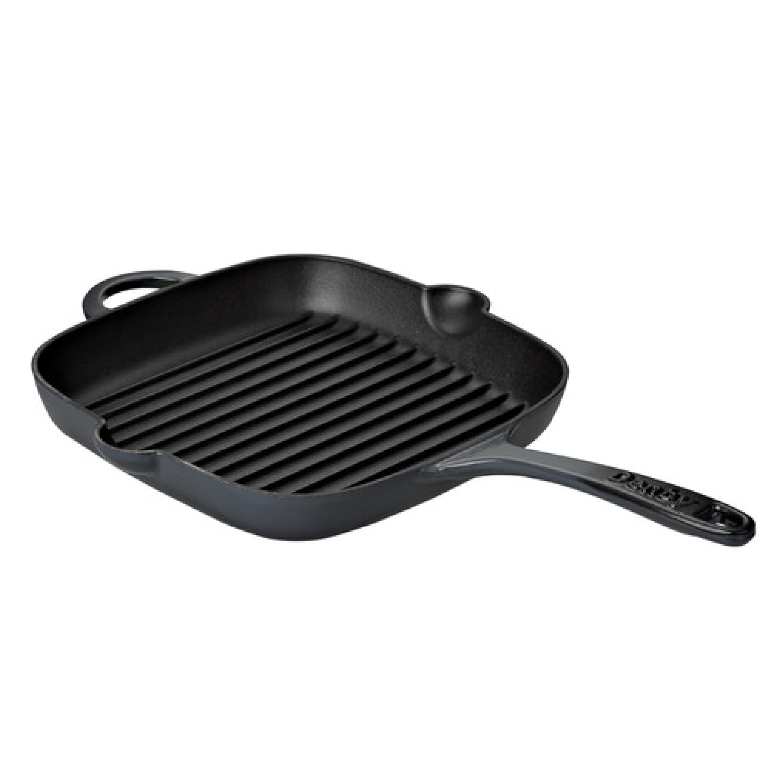 Denby Halo Black 10 Inch Cast Iron Griddle Pan - Non Stick Frying Grill Pan for Stovetop & Oven - Works on Induction, Gas, Electric Cooktops - Perfect for Pancakes, Burgers, Steaks & More