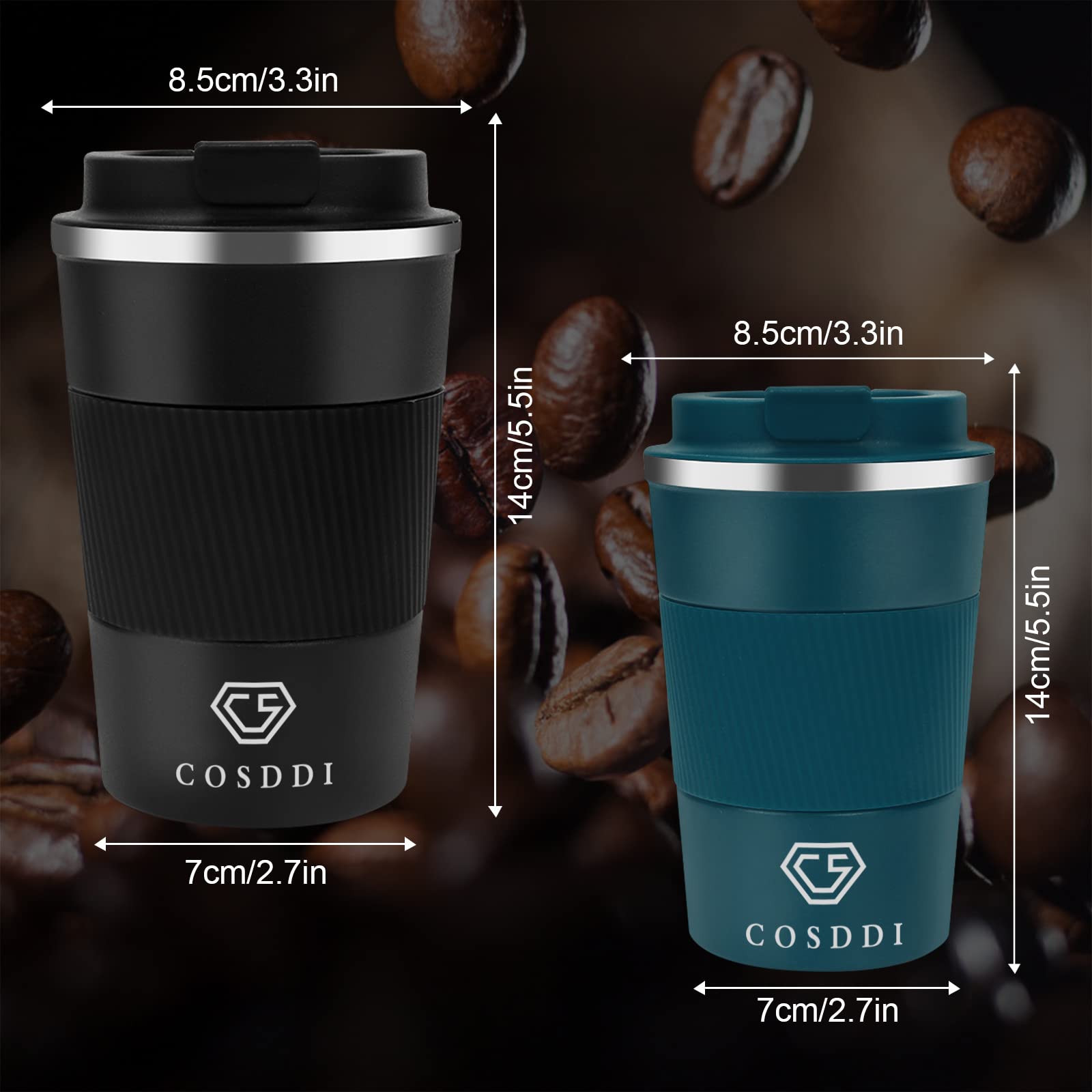 12oz Vacuum Insulated Stainless Steel Tumbler - Leakproof Travel Mug for Coffee, Tea & Beer - Keep Hot/Cold Drinks Perfect for Commuting & Outdoor