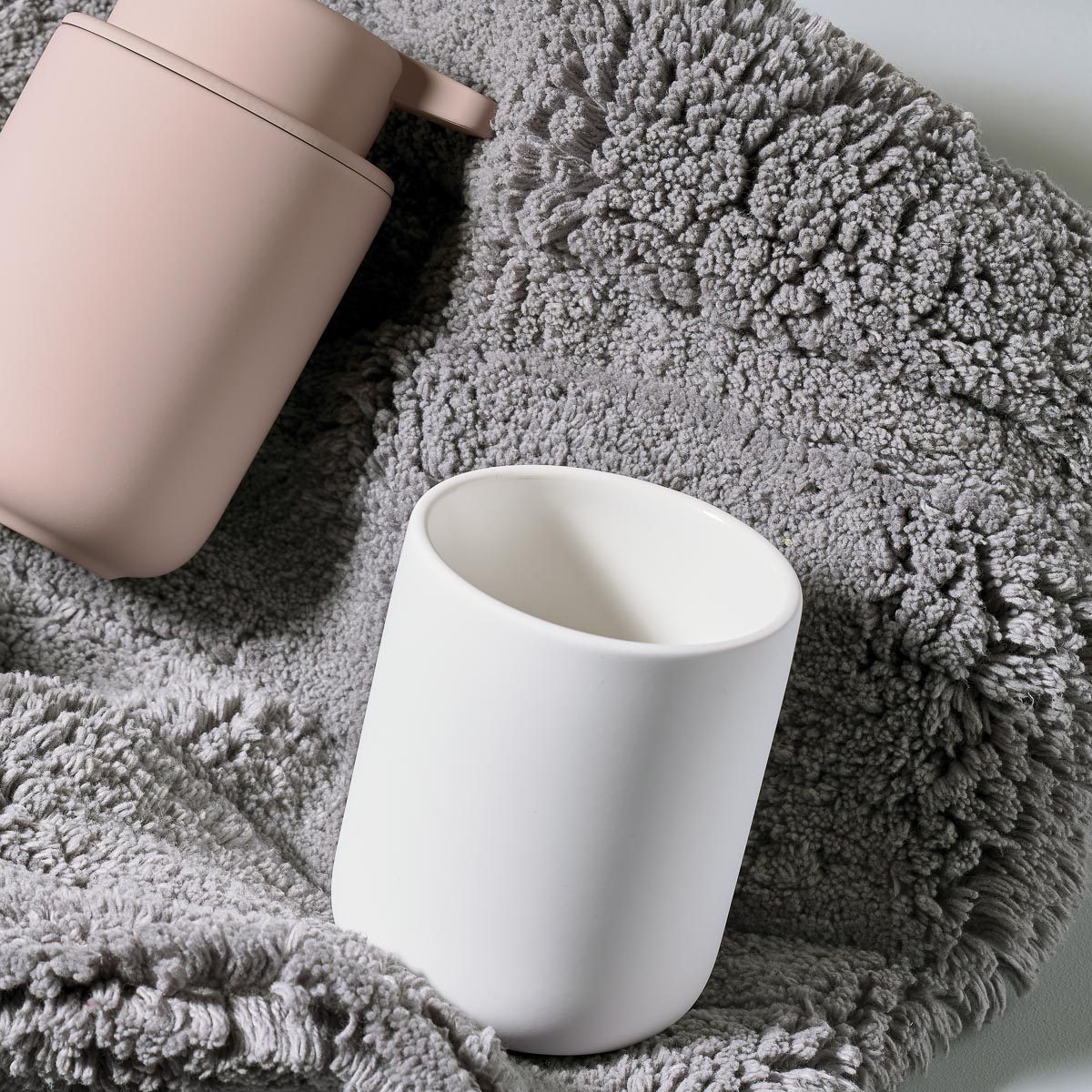 ZONE DENMARK Ume Tumbler and Toothbrush Holder - White Ceramic Bathroom Organizer for Toothbrushes, Cups & Essentials | Perfect for Modern Bathrooms, Vanities & Countertop Storage