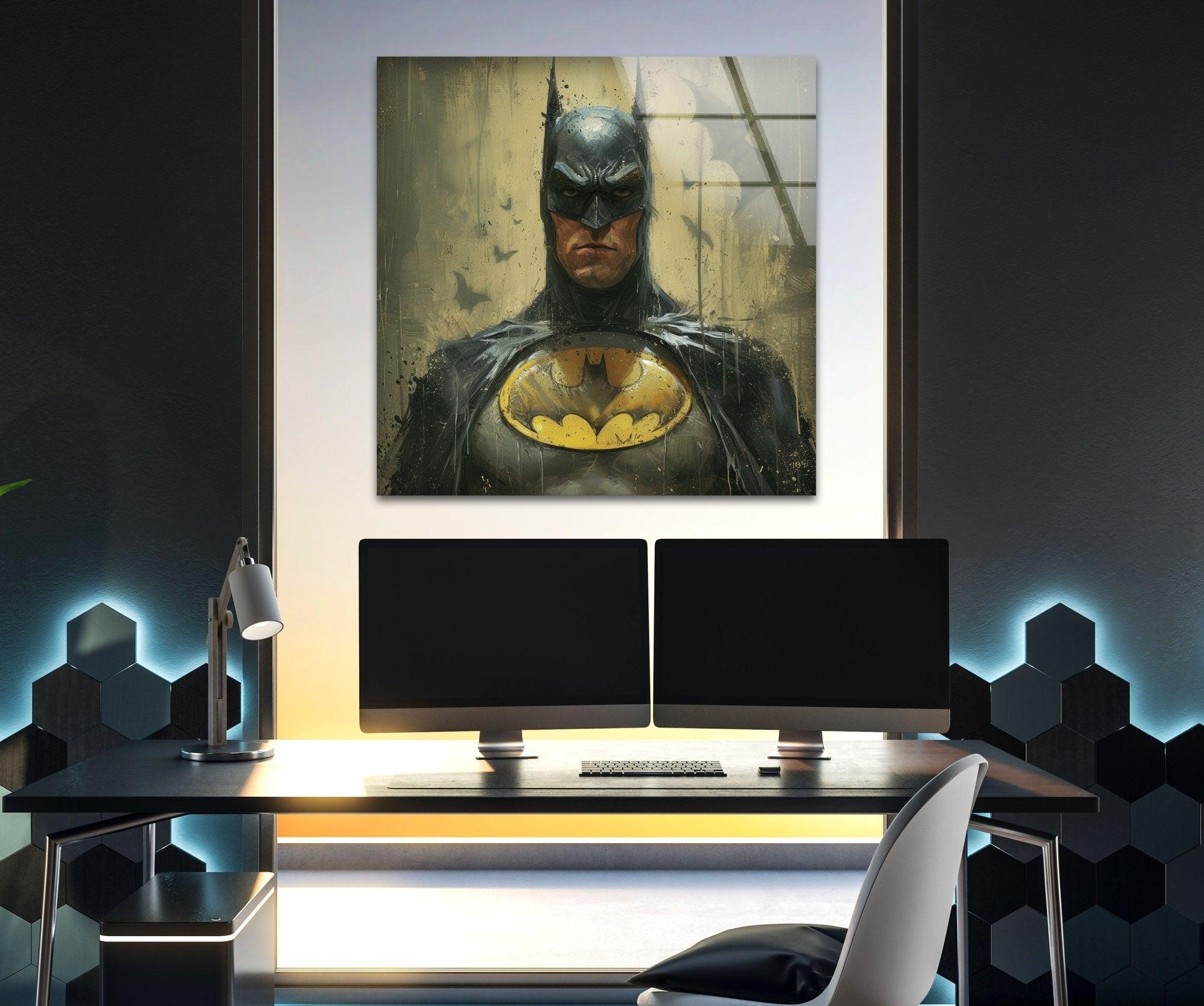 Batman Glass Wall Art - Stunning Superhero Decor for Home & Office - Perfect for Living Room, Bedroom, or Man Cave