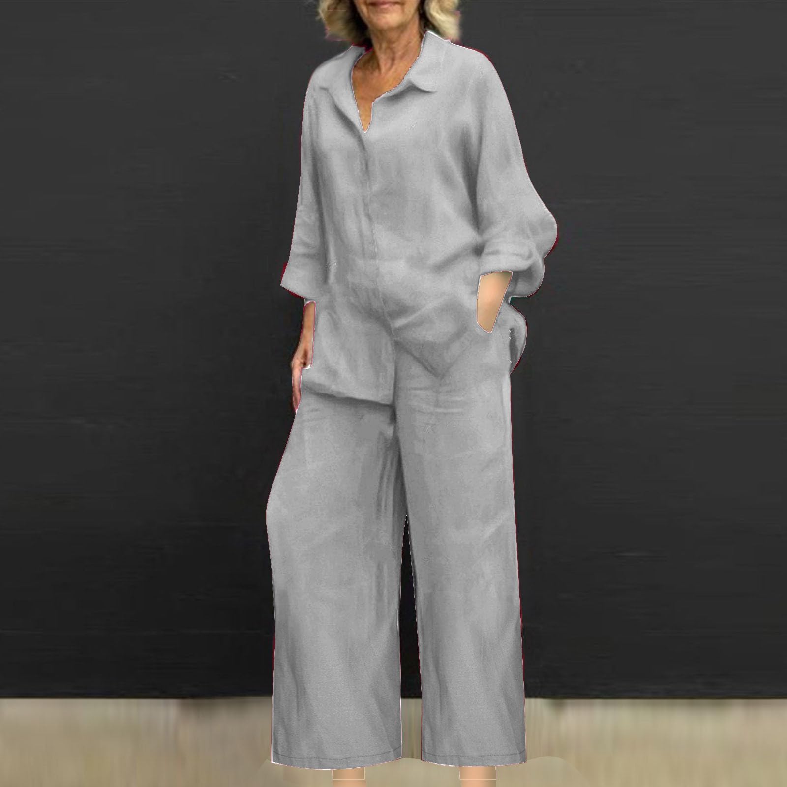 Women's 2-Piece Knit Lounge Set - Soft Black French Terry Loungewear Outfit for Relaxing at Home, Brunch Dates & Casual Wear