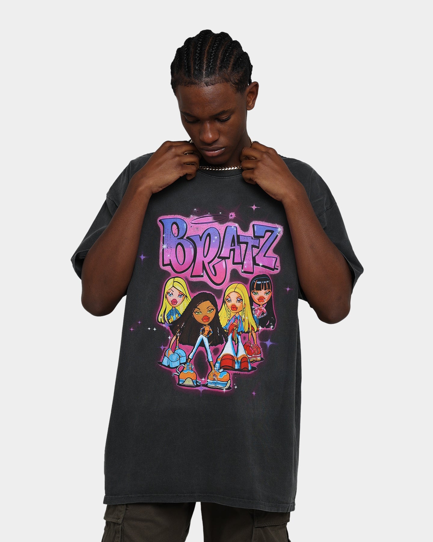 Bratz Logo Vintage Heavyweight T-Shirt - Black Wash | American Thrift X Bratz Collectible Tee | Perfect for 90s Nostalgia & Streetwear Fashion